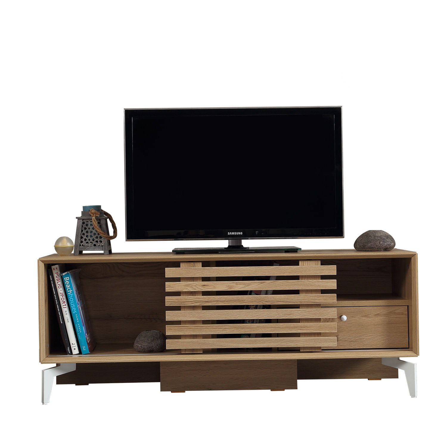 Comoda tv, Hanah Home, pal melaminat, stejar, 125x50x41 cm — imaginea 2