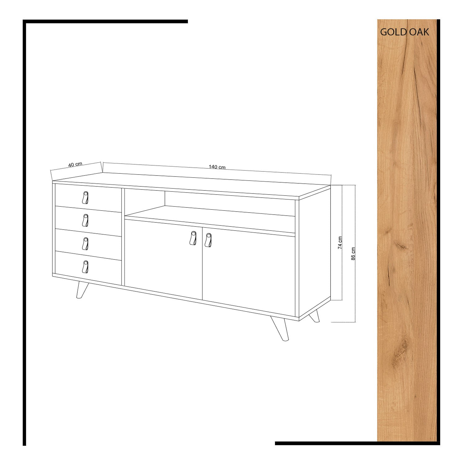 Consola, Hanah Home, panou de particule melaminat, stejar alb, 140x40x86 cm — imaginea 2