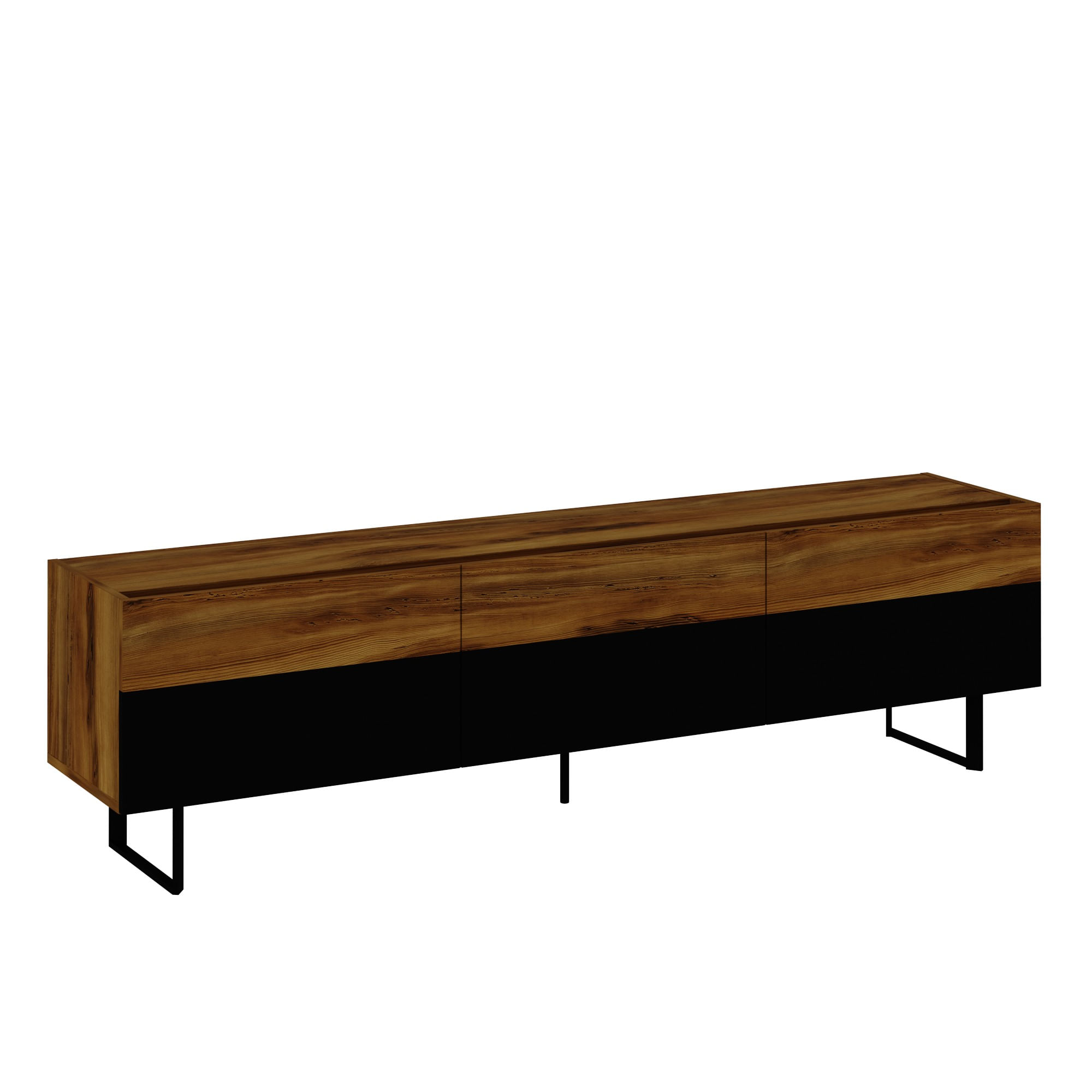 Comoda tv, Hanah Home, pal melaminat, negru si stejar, 180x49x37 cm — imaginea 6