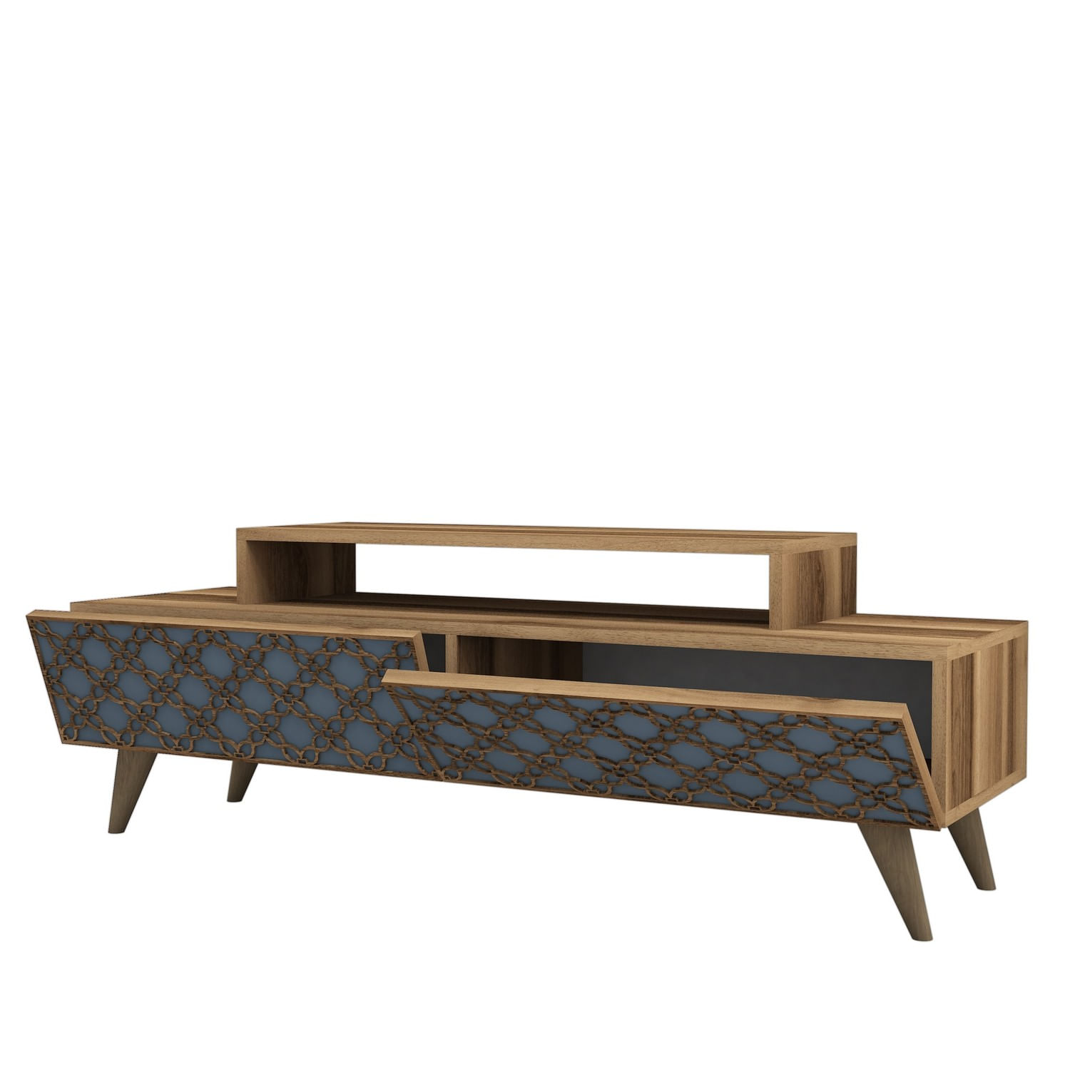 Comoda tv, Hanah Home, pal melaminat, nuc si calcedonie, 140x41.8x48.8 cm