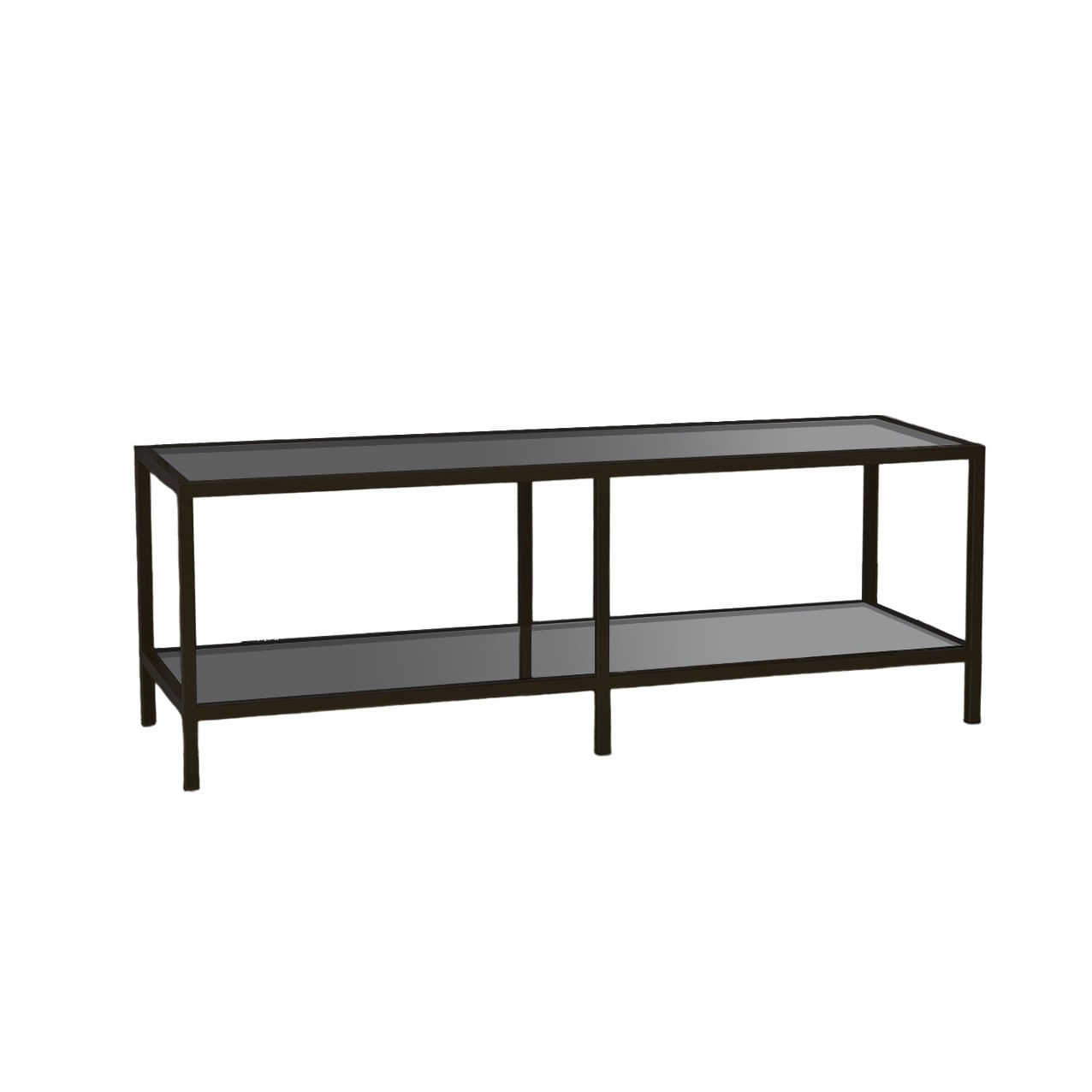 Comoda tv, Hanah Home, sticla securizata, metal, gri inchis, negru, 130x45x40 cm — imaginea 3