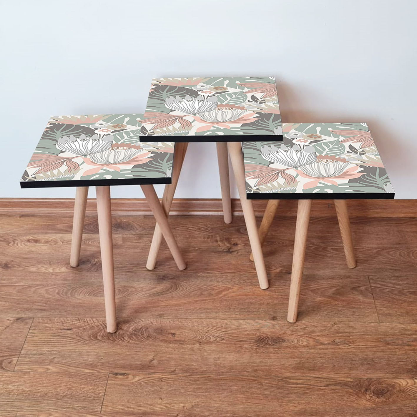 Set masute de cafea, Hanah Home, mdf, multicolor, 35x35x52 cm, 481LNA2834
