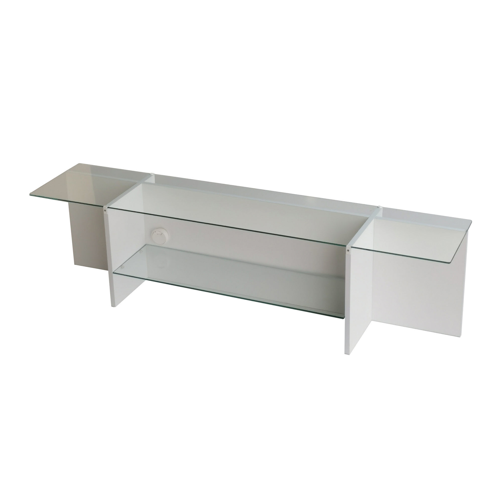 Comoda tv, Hanah Home, sticla temperata si pal melaminat, alb, 158x40x35 cm — imaginea 2