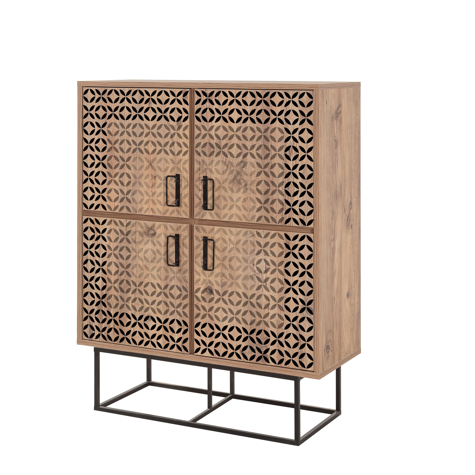 Dulap multifunctional, Hanah Home, panou de particule melaminat, pin atlantic si negru, 93x36x115 cm — imaginea 2
