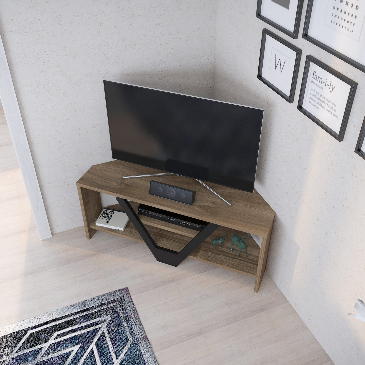 Comoda tv, Hanah Home, pal melaminat, nuc si negru, 90x35x36.8 cm — imaginea 2