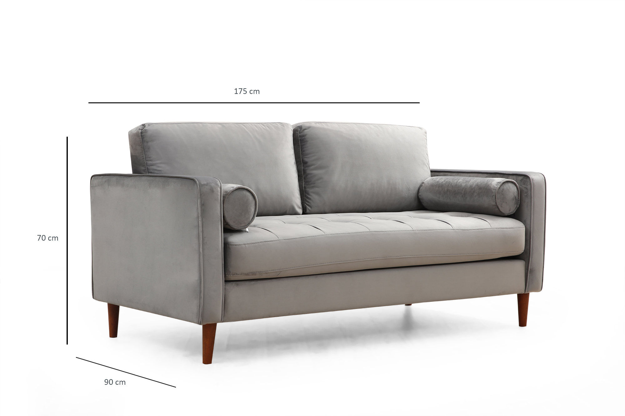 Canapea 2 locuri, Atelier Del Sofa, lemn fag si panouri aglomerate, gri deschis, 175x90x70 cm — imaginea 2