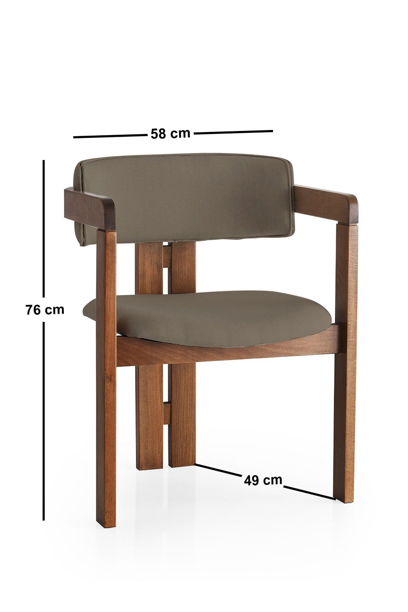 Fotoliu, Hanah Home, lemn, tesatura in, nuc maro, 58x49x76 cm — imaginea 3