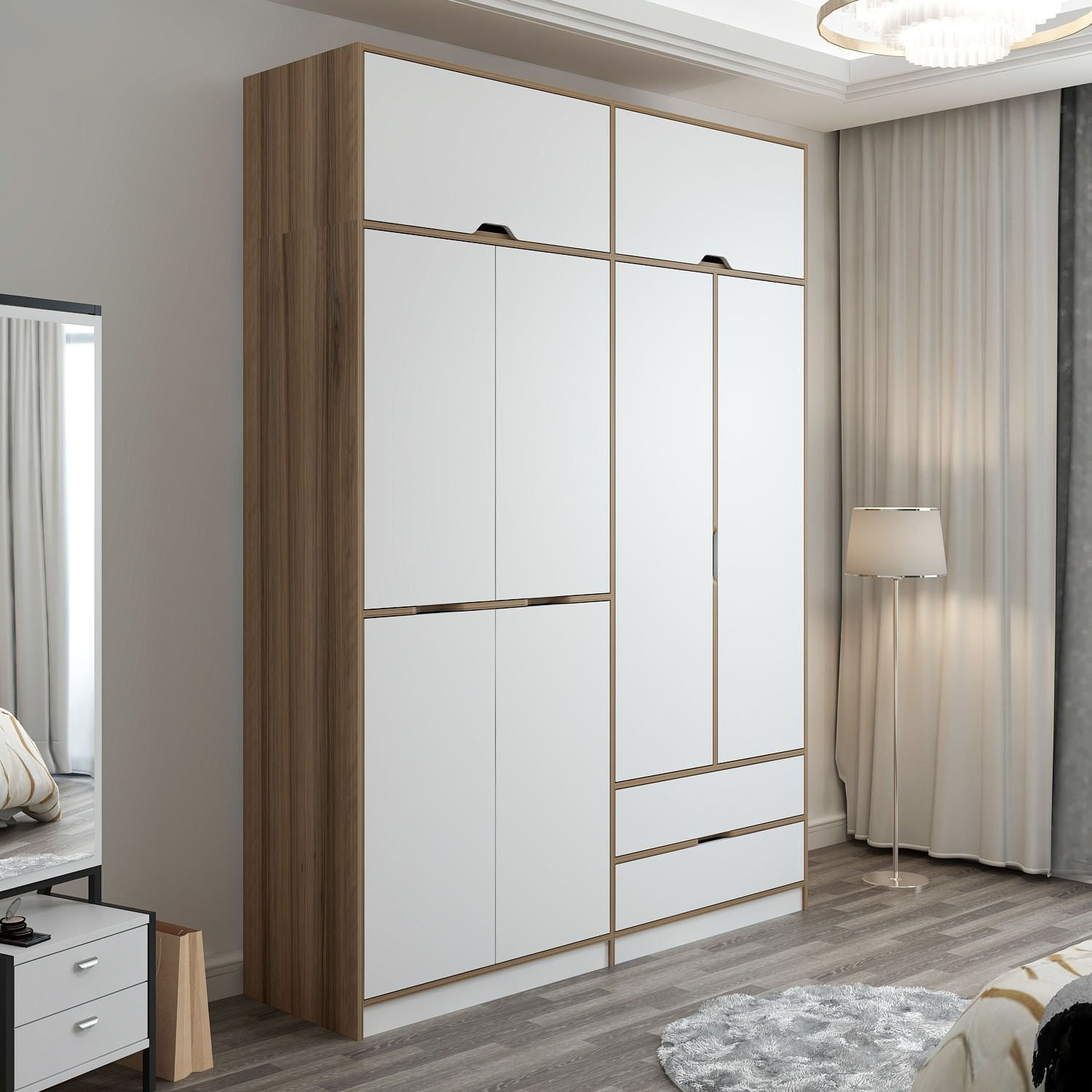 Sifonier, Hanah Home, pal melaminat, alb dore, 185x52x253 cm — imaginea 6