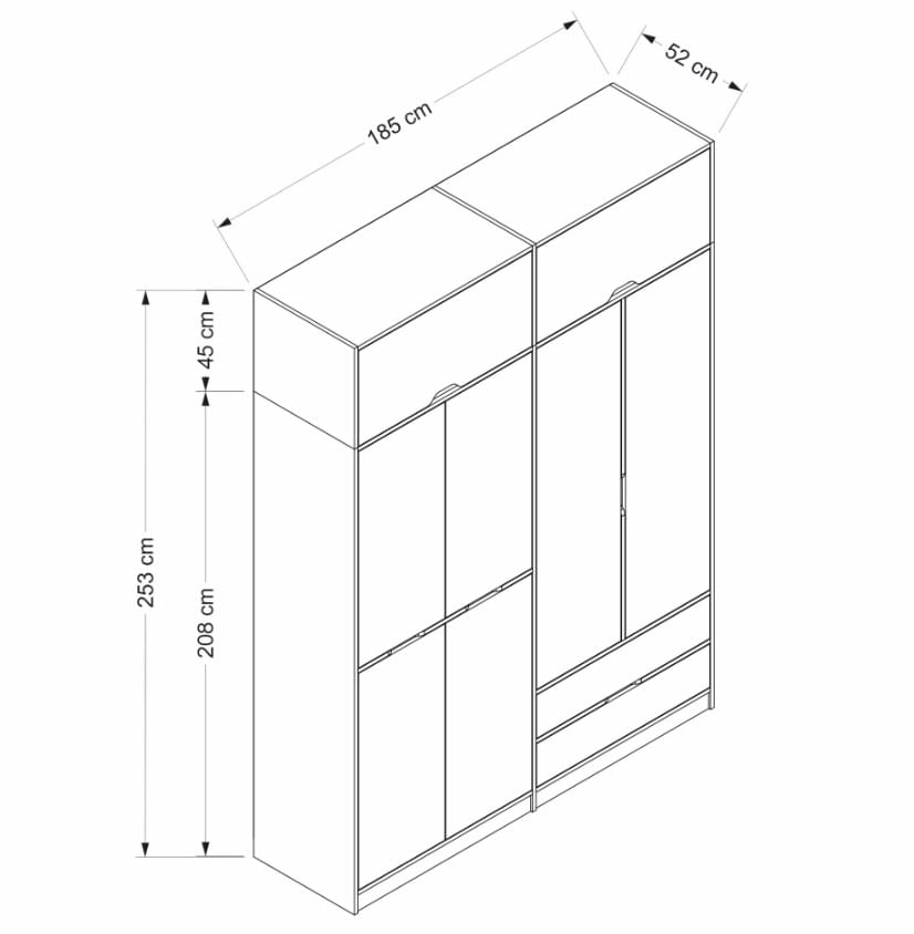 Sifonier, Hanah Home, pal melaminat, alb dore, 185x52x253 cm — imaginea 8