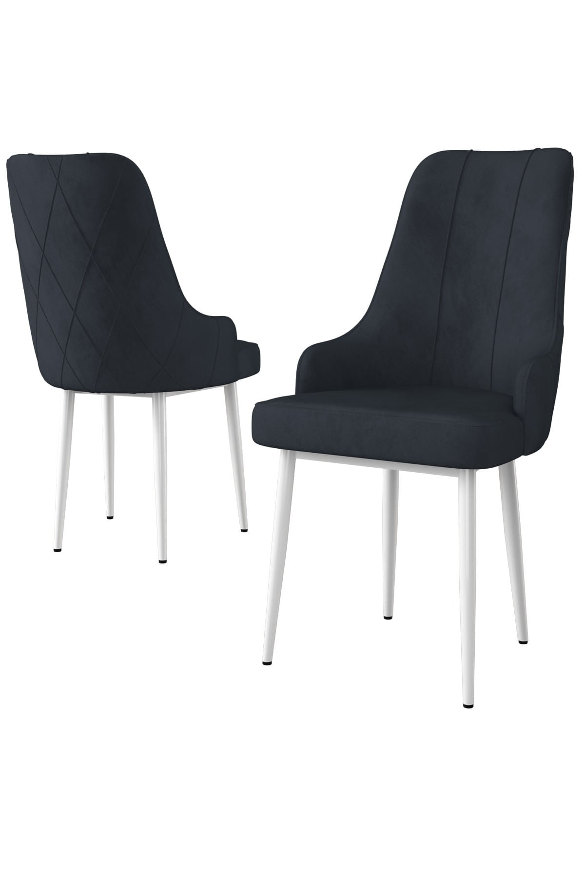 Set scaune, Hanah Home, metal, antracit si alb, 46x42x95 cm, 240CHR1647 — imaginea 2