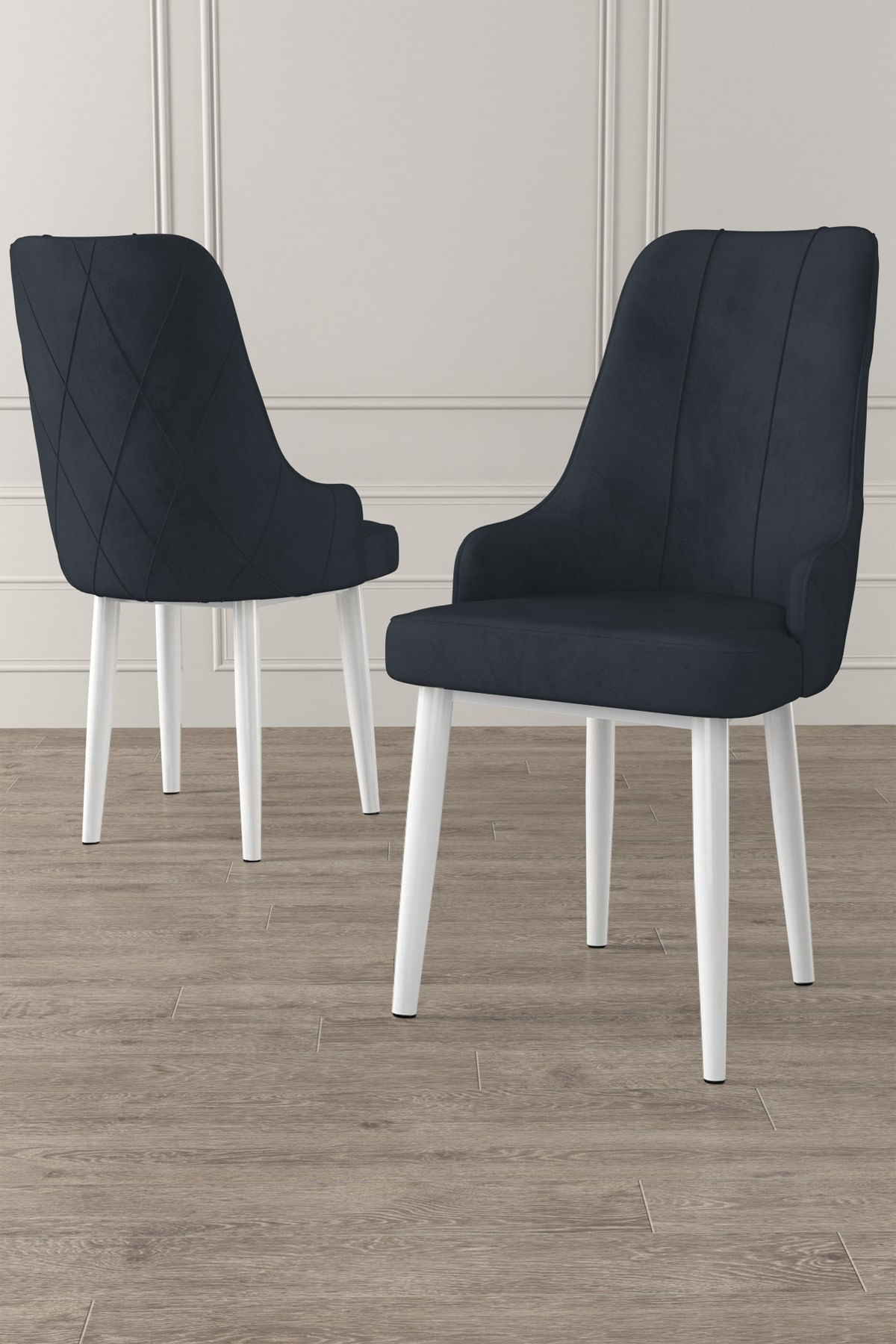 Set scaune, Hanah Home, metal, antracit si alb, 46x42x95 cm, 240CHR1647 — imaginea 3