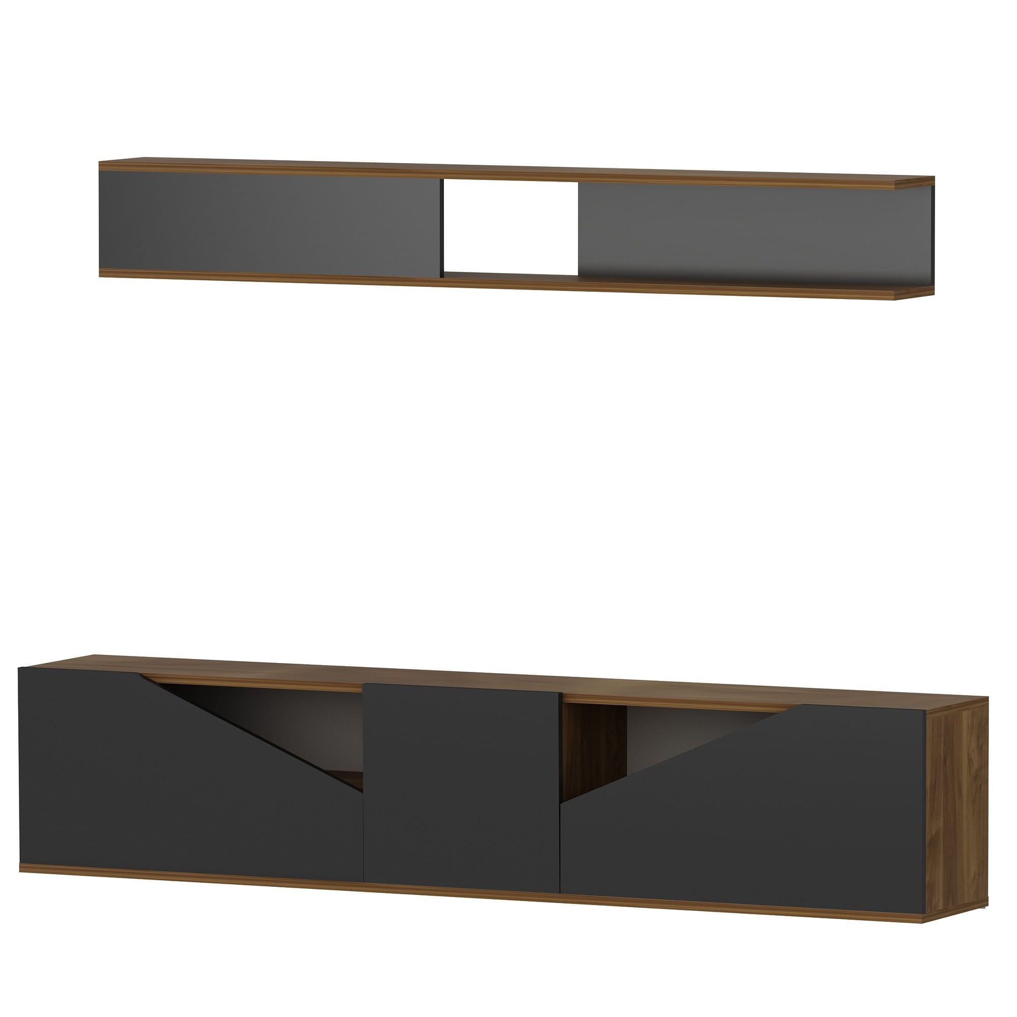 Comoda tv, Hanah Home, pal melaminat, nuc si negru, 180x40x31 cm — imaginea 3