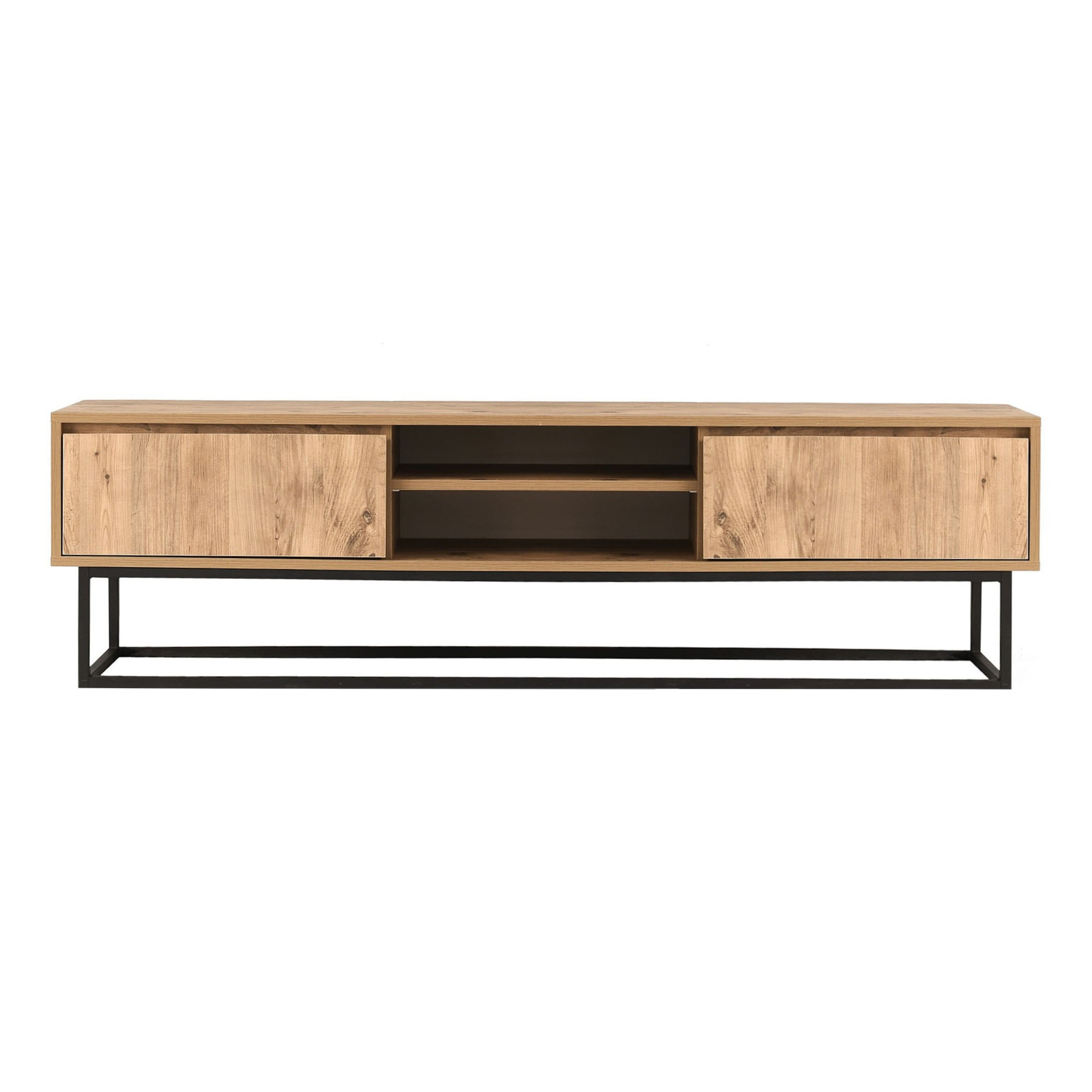 Comoda tv, Hanah Home, pal melaminat, negru si pin, 140x40x50 cm — imaginea 4