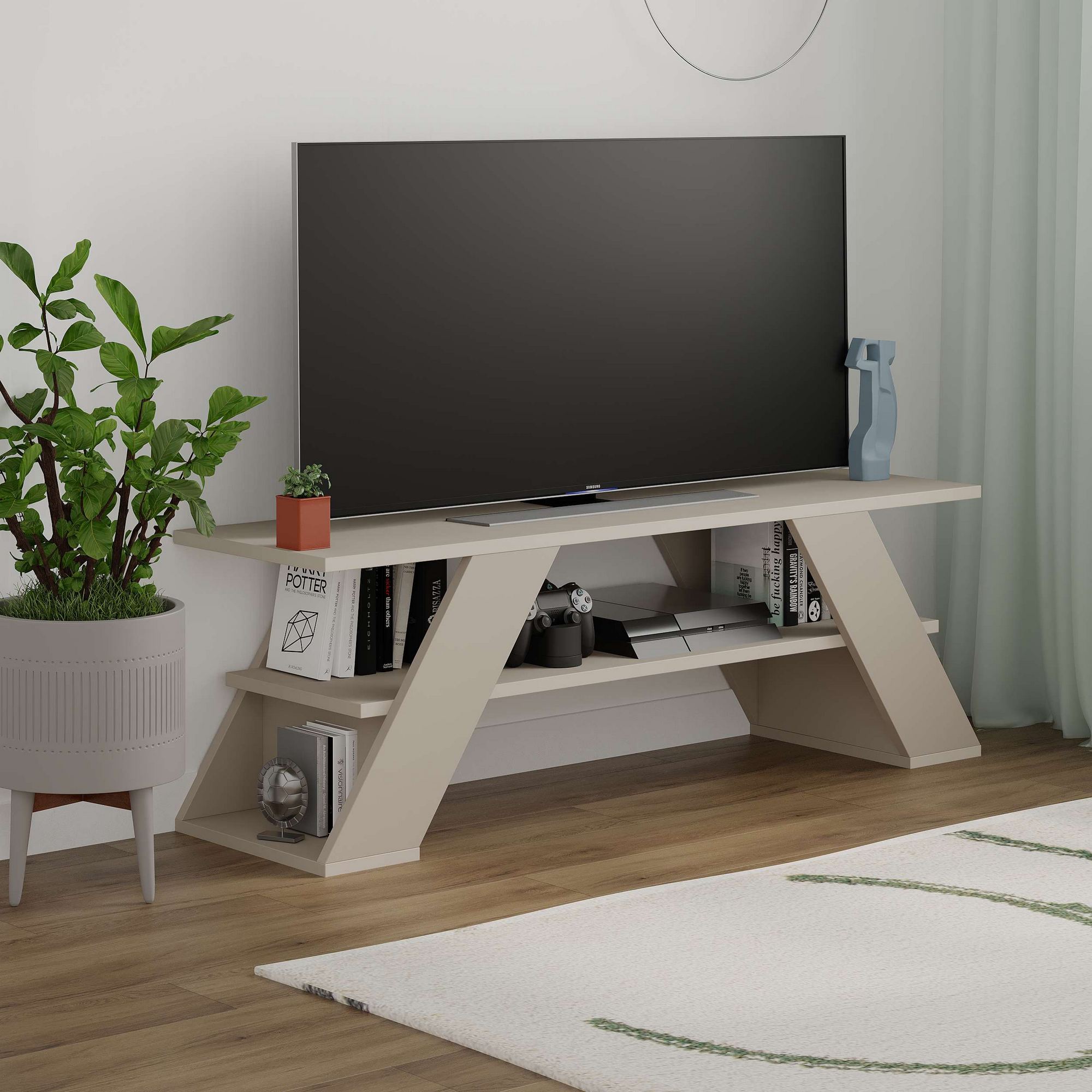 Comoda tv, Hanah Home, pal melaminat, sandstone, 120x40x33.5 cm — imaginea 4