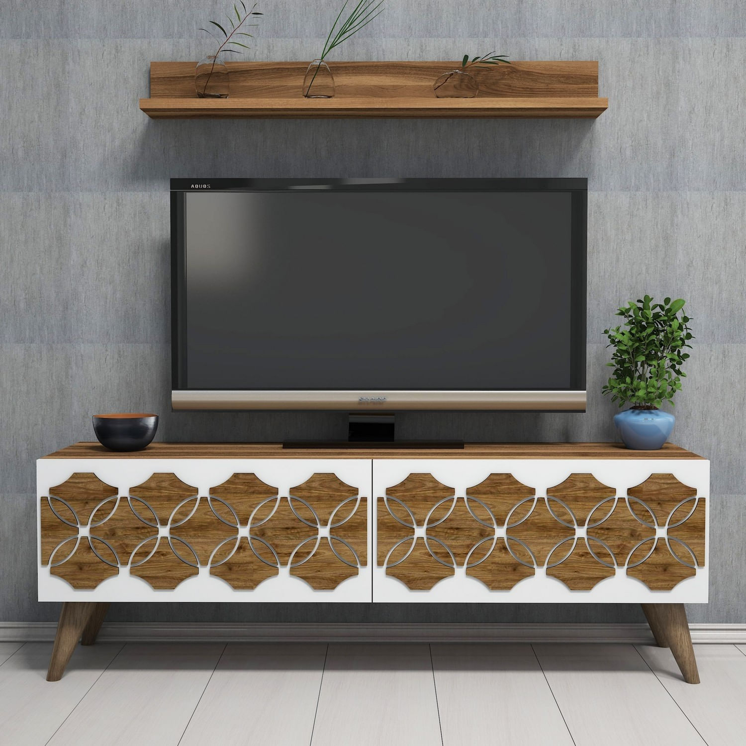 Comoda tv, Hanah Home, pal melaminat, nuc, 120x40x31.8 cm — imaginea 2