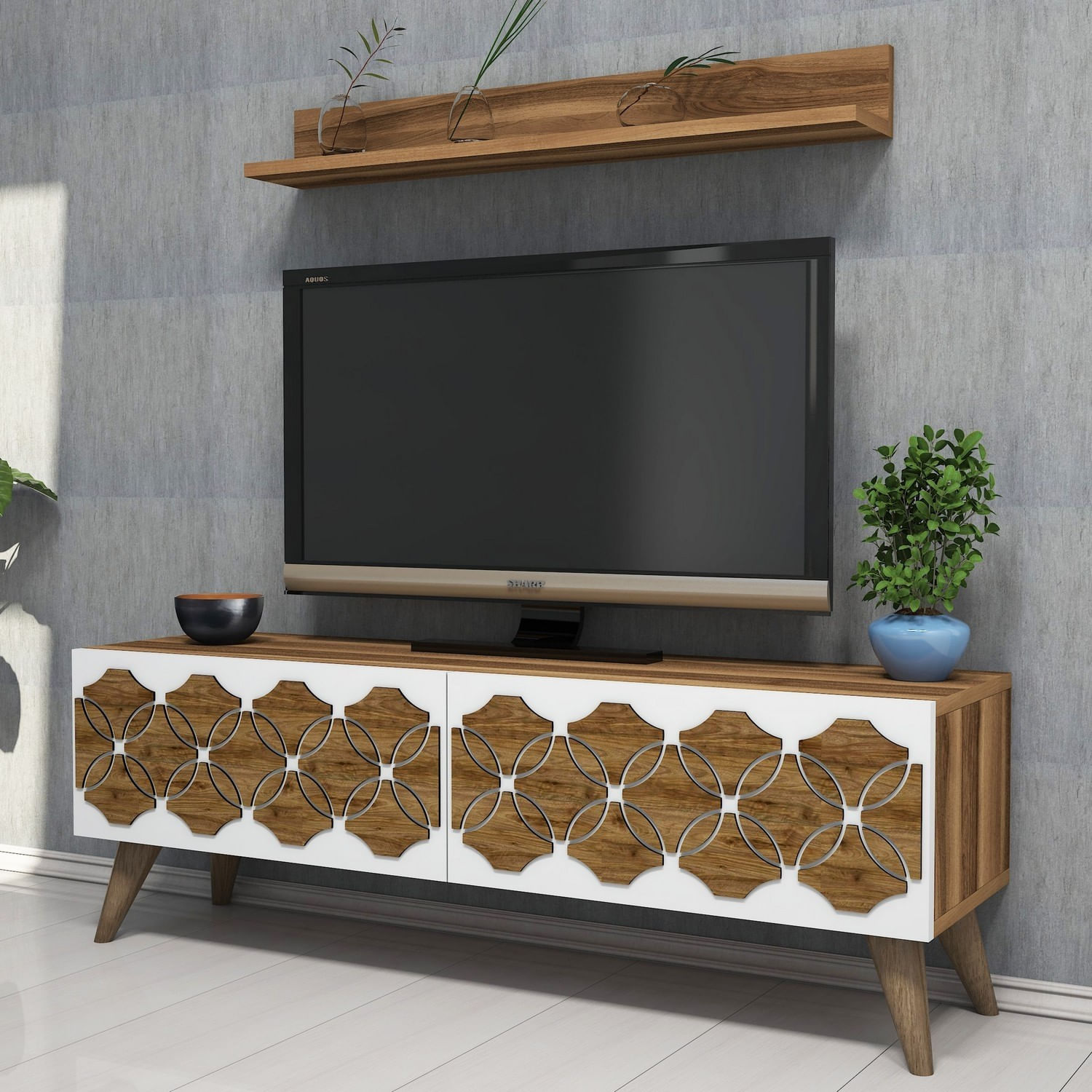 Comoda tv, Hanah Home, pal melaminat, nuc, 120x40x31.8 cm — imaginea 4