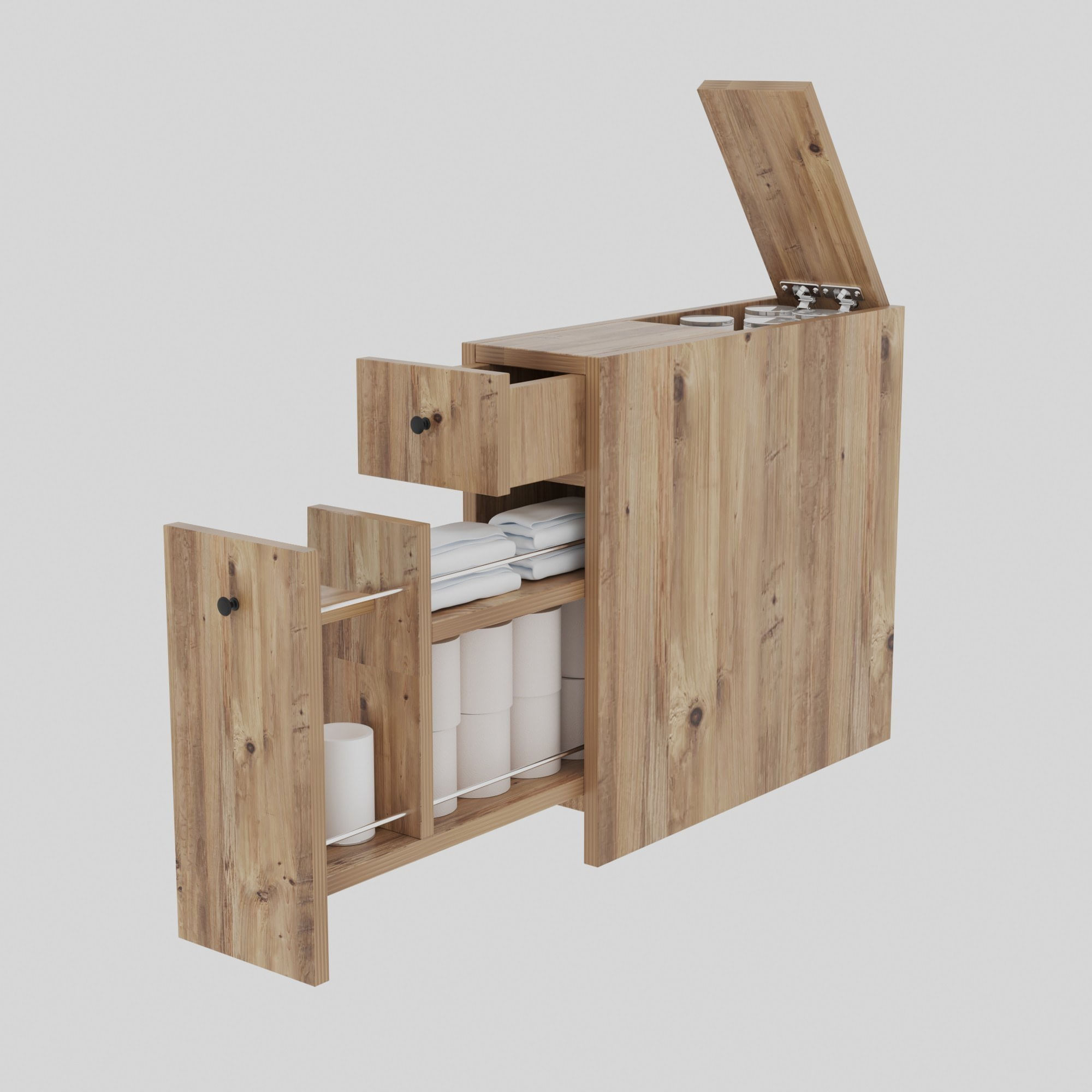 Dulap baie, Hanah Home, pal melaminat, stejar, 19x55x60 cm