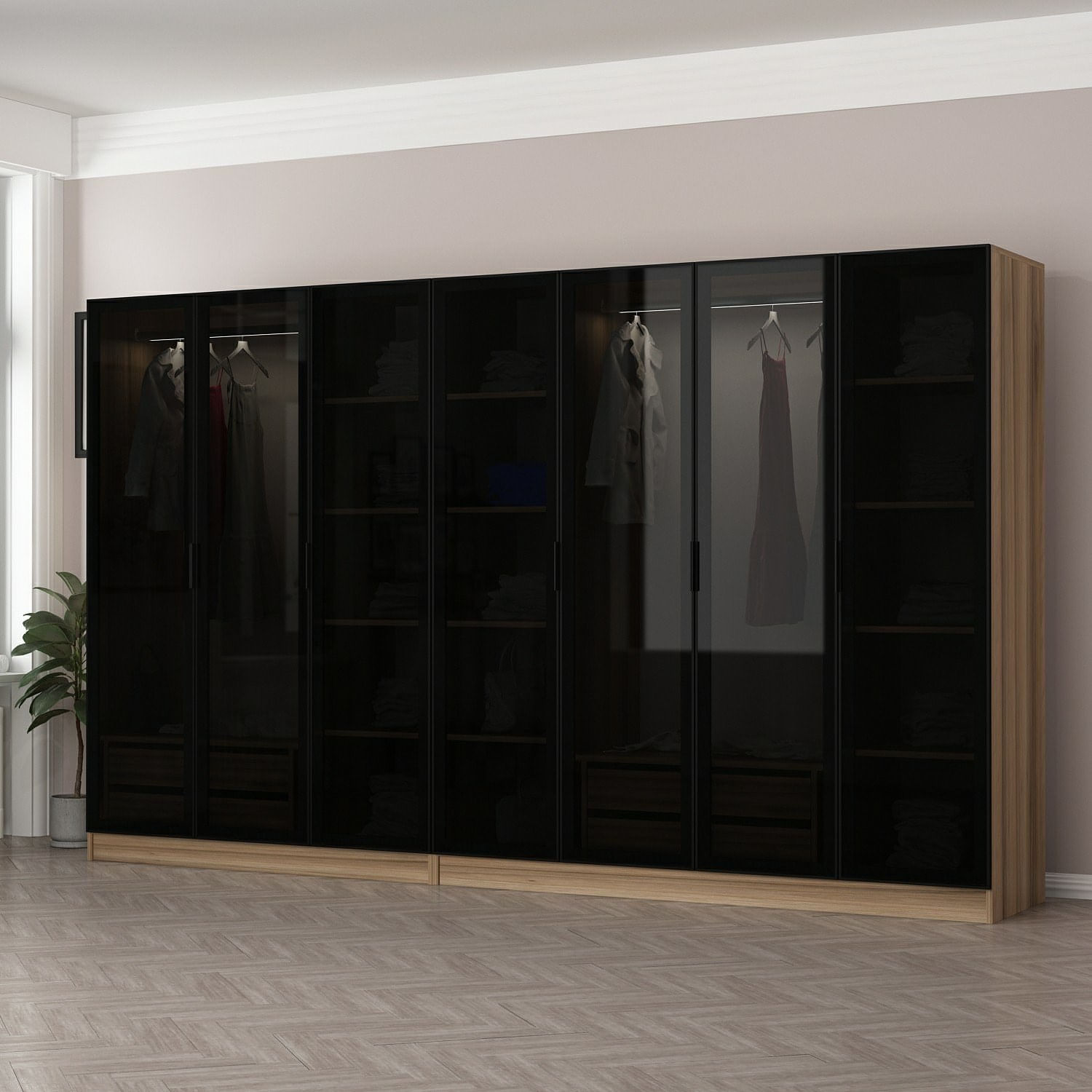 Sifonier, Hanah Home, pal melaminat, fume, 315x210x52 cm — imaginea 7