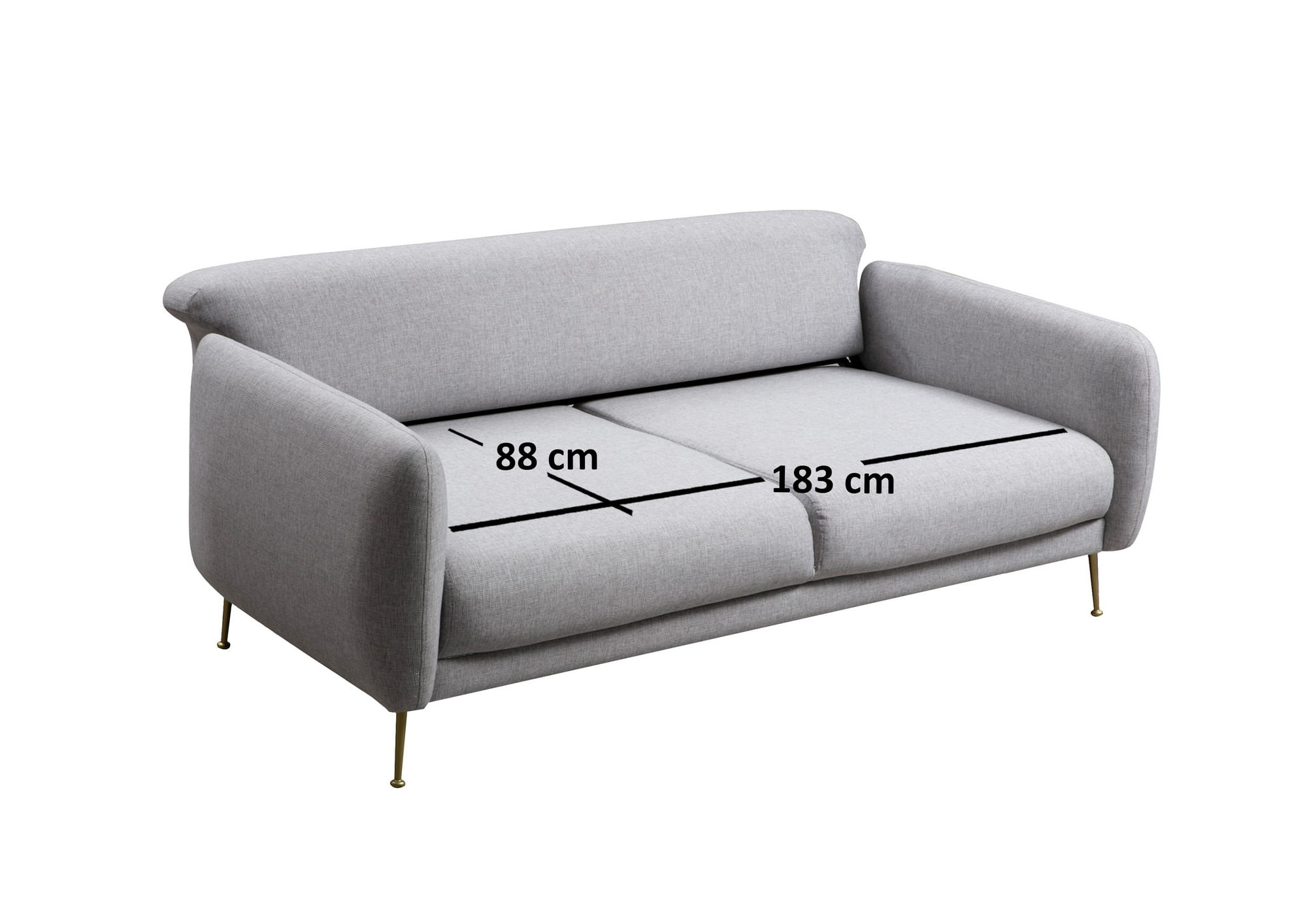 Canapea extensibila 3 locuri, Hanah Home, lemn fag si PAL, gri, 214x98x85 cm — imaginea 4
