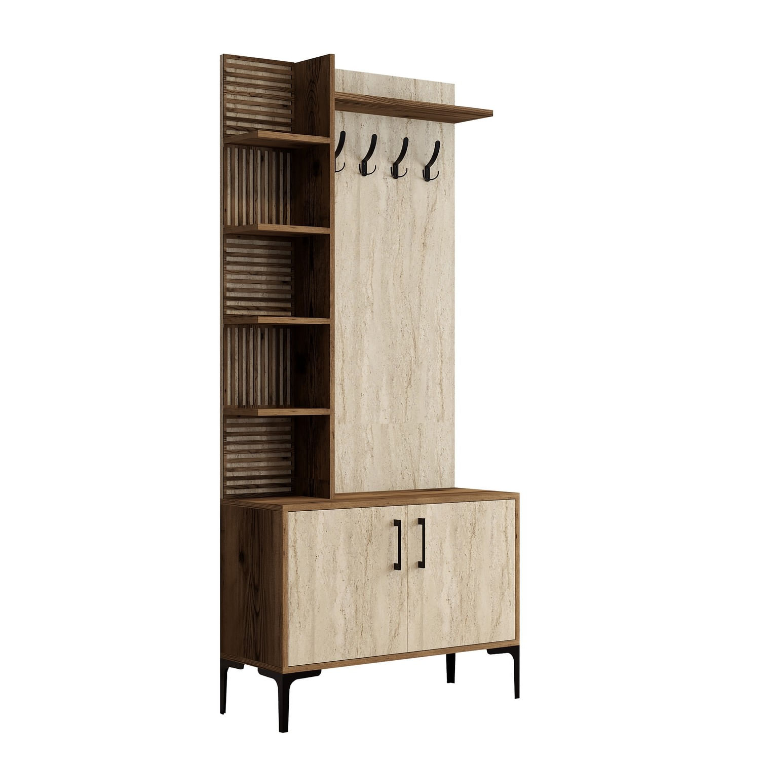 Cuier, Hanah Home, pal melaminat, nuc si travertin, 90x35x200 cm