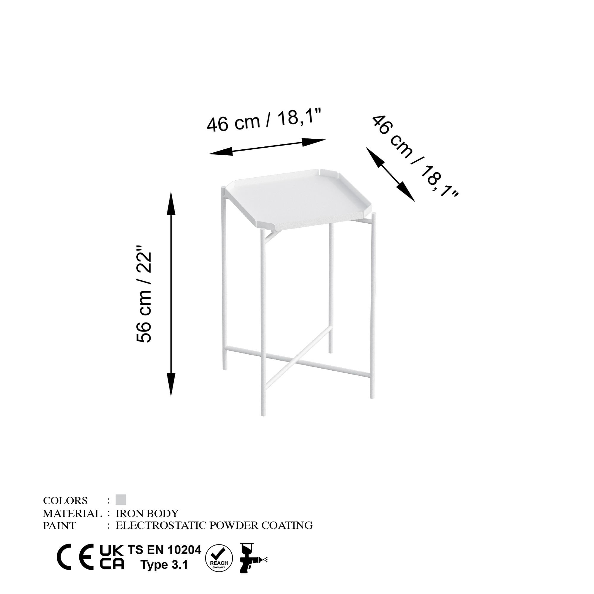 Masuta de cafea, Hanah Home, metal, alb, 46x46x56 cm, 491CRT1146 — imaginea 5