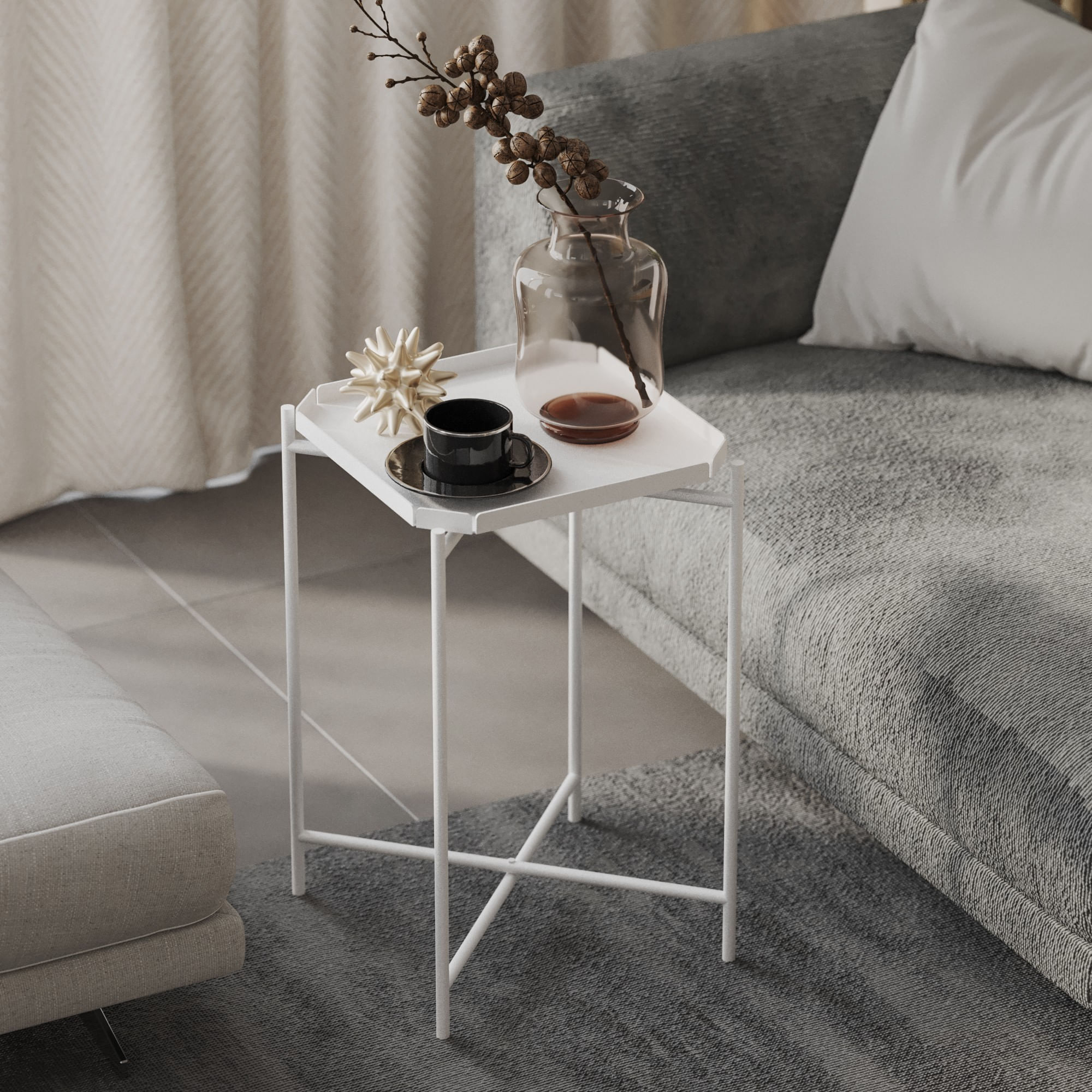 Masuta de cafea, Hanah Home, metal, alb, 46x46x56 cm, 491CRT1146 — imaginea 6