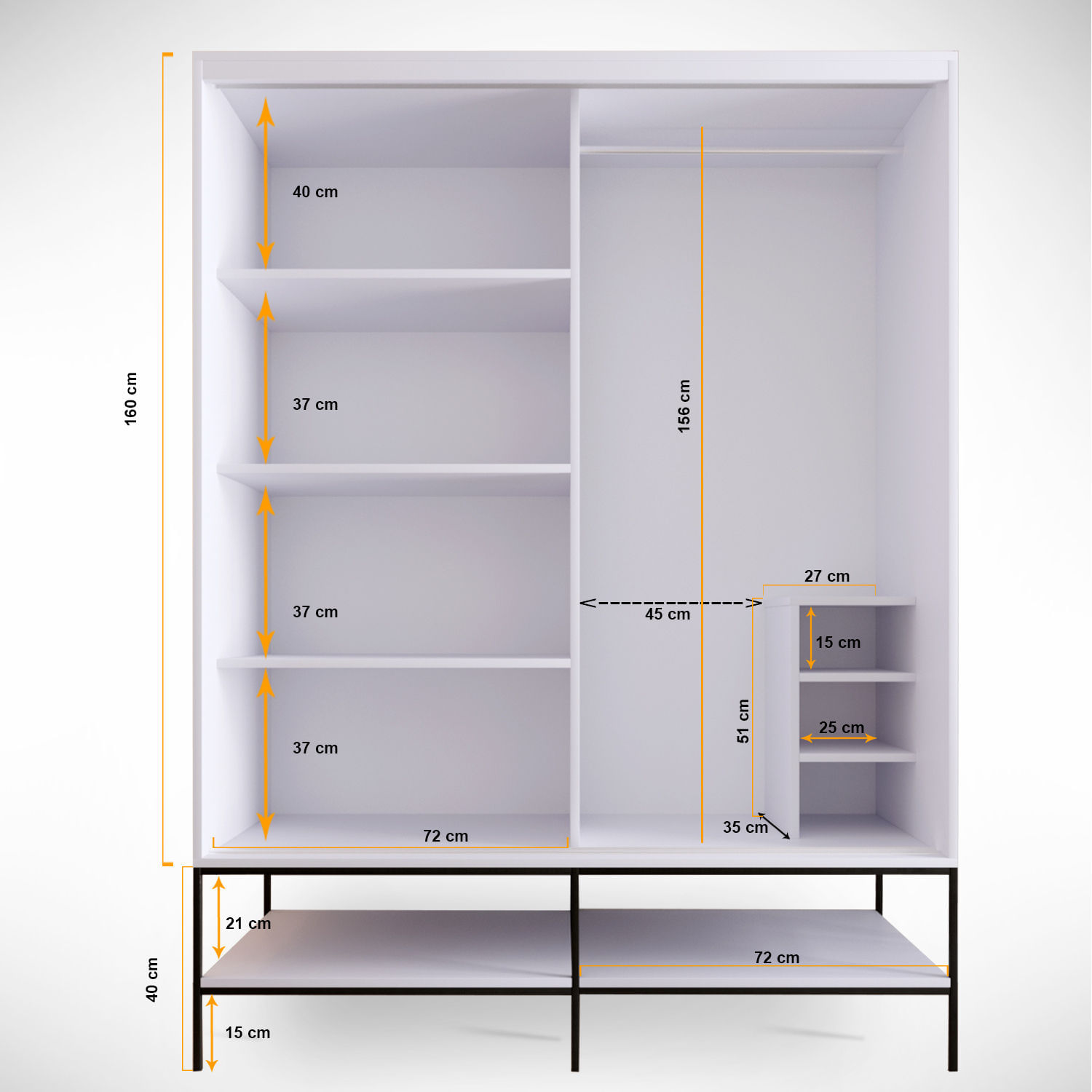 Sifonier cu usi glisante, Hanah Home, pal melaminat, alb, 150x57x200 cm — imaginea 4