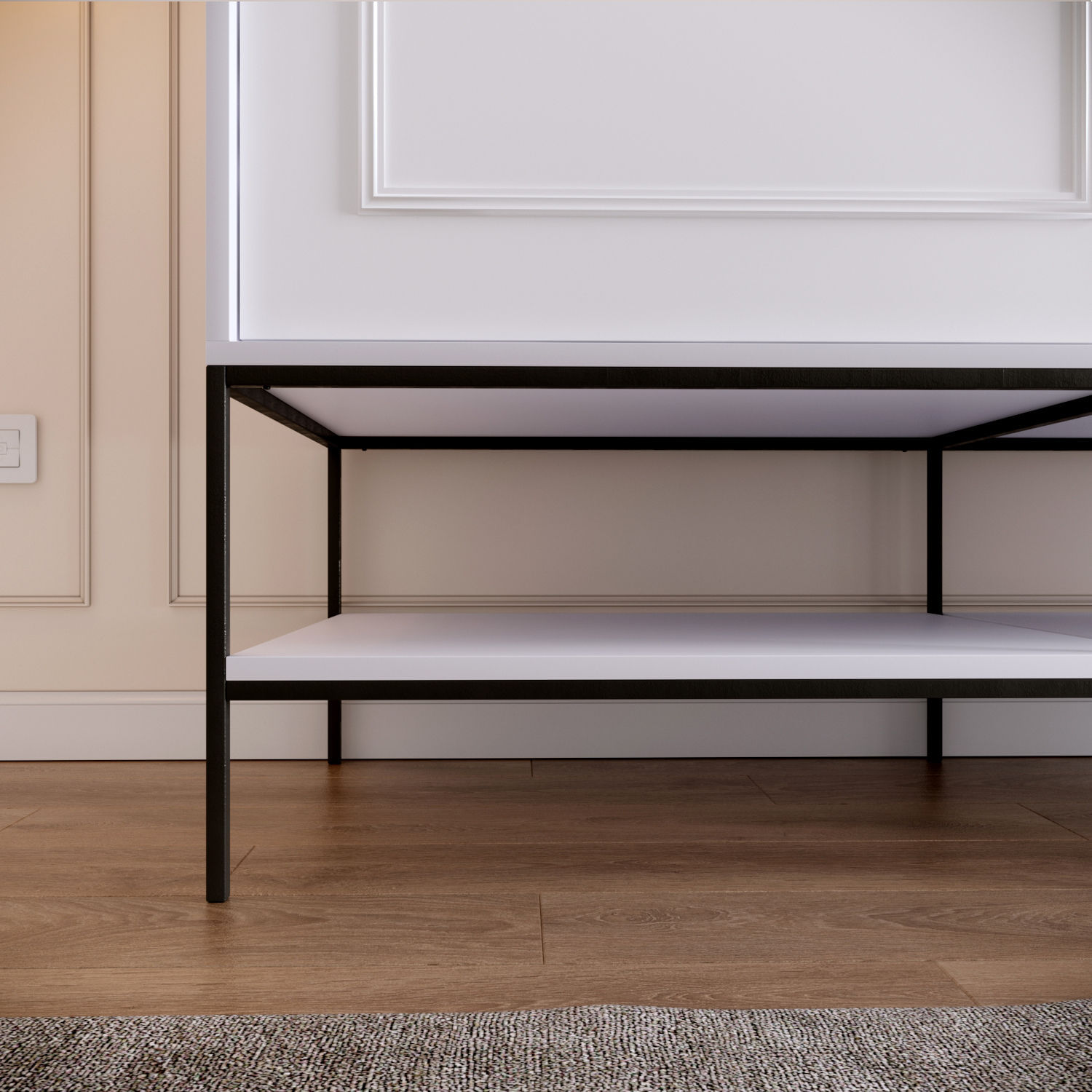 Sifonier cu usi glisante, Hanah Home, pal melaminat, alb, 150x57x200 cm — imaginea 10
