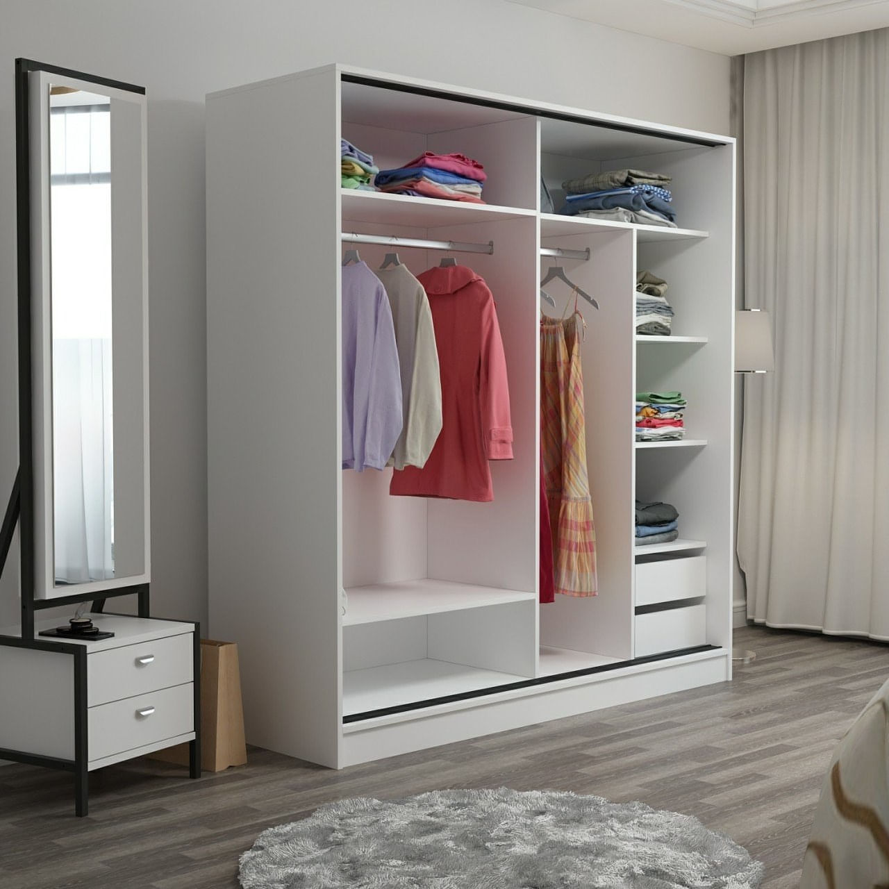 Sifonier, Hanah Home, pal melaminat, alb, 180x52x190 cm — imaginea 7
