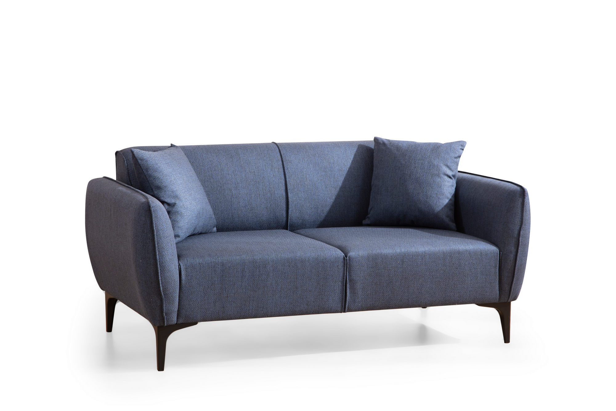 Canapea 2 locuri, Hanah Home, lemn de fag si pal, albastru, 160x67x95 cm — imaginea 2
