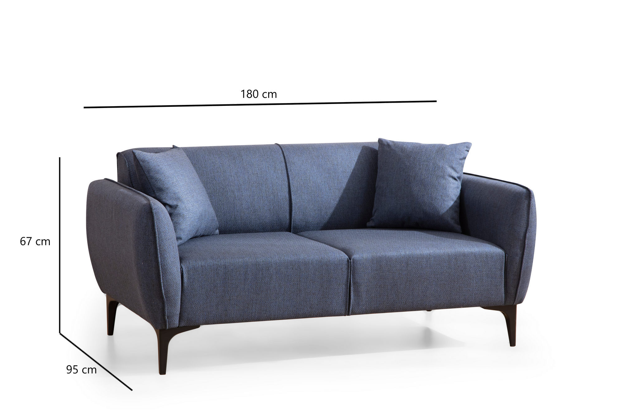 Canapea 2 locuri, Hanah Home, lemn de fag si pal, albastru, 160x67x95 cm — imaginea 5