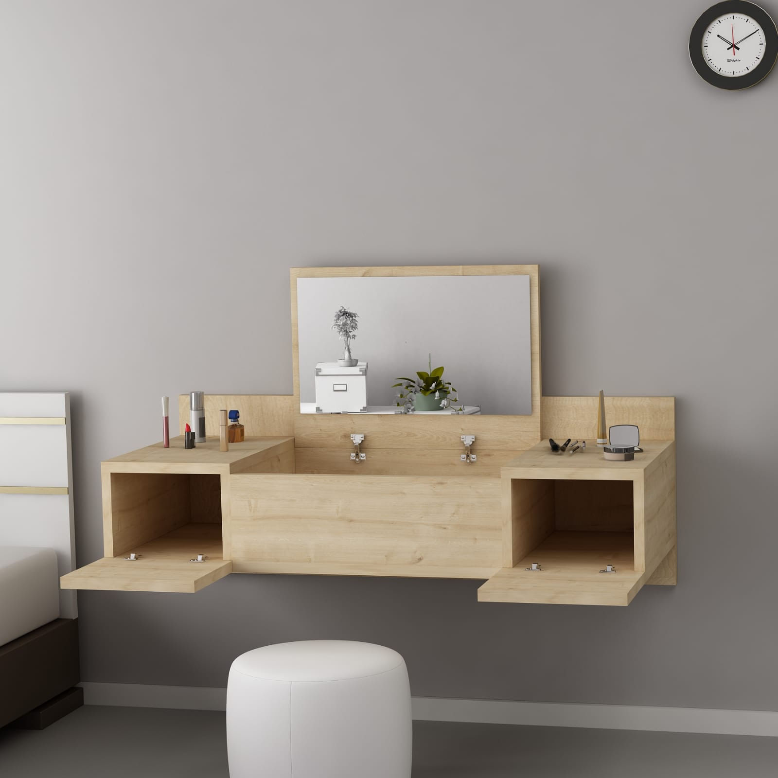 Masa de machiaj, Hanah Home, pal melaminat, stejar safir, 100x33x39.1 cm — imaginea 2