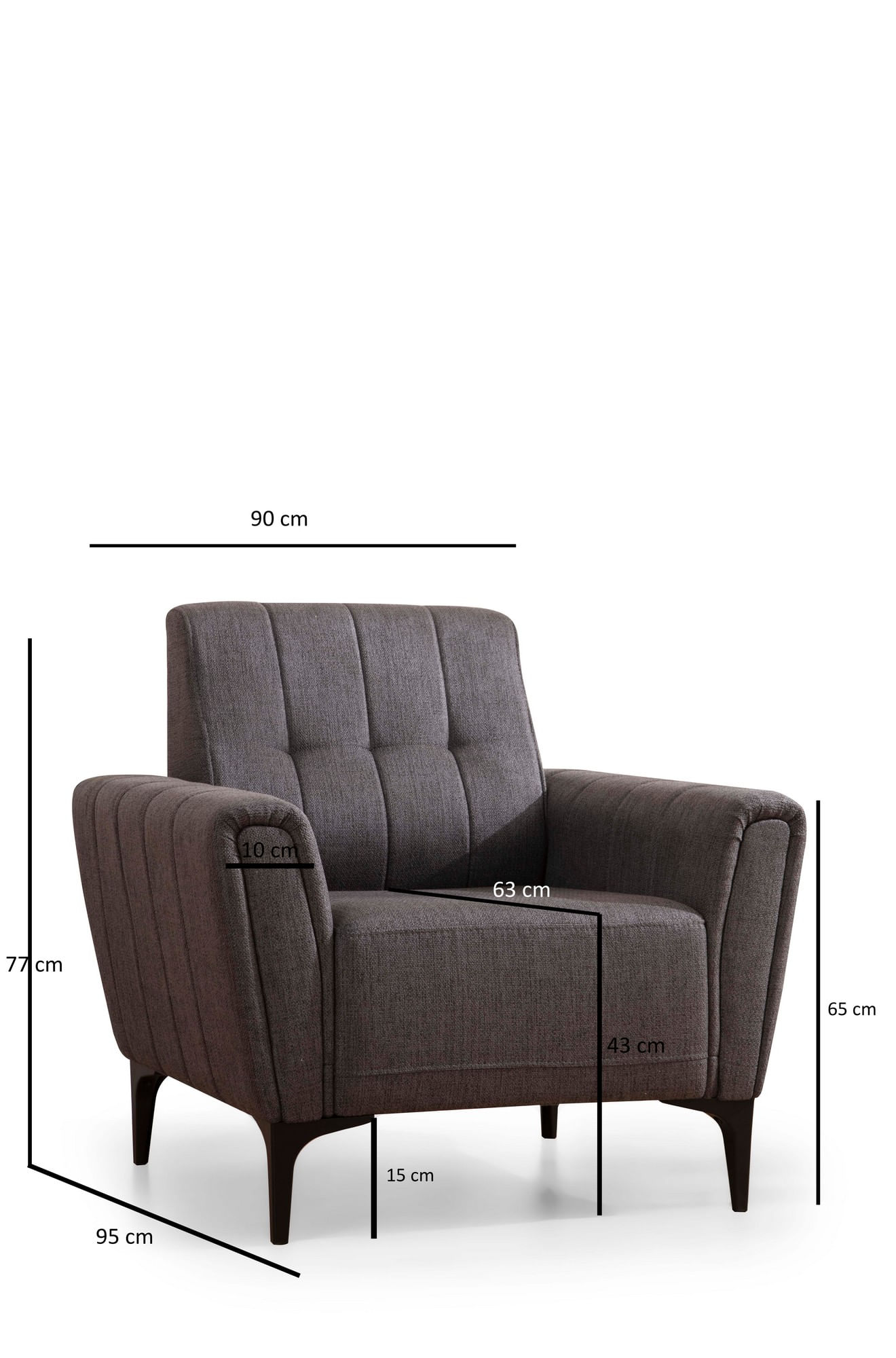 Fotoliu, Atelier Del Sofa, lemn de fag, gri inchis, 90x95x77 cm — imaginea 2