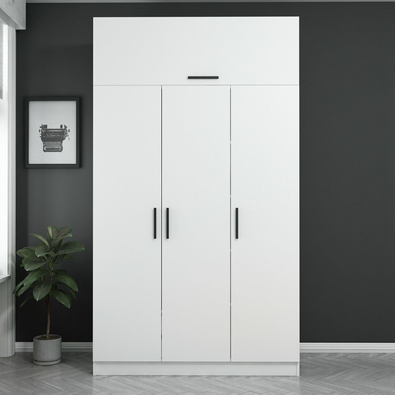 Sifonier, Hanah Home, pal melaminat, alb, 135x52x235 cm — imaginea 3