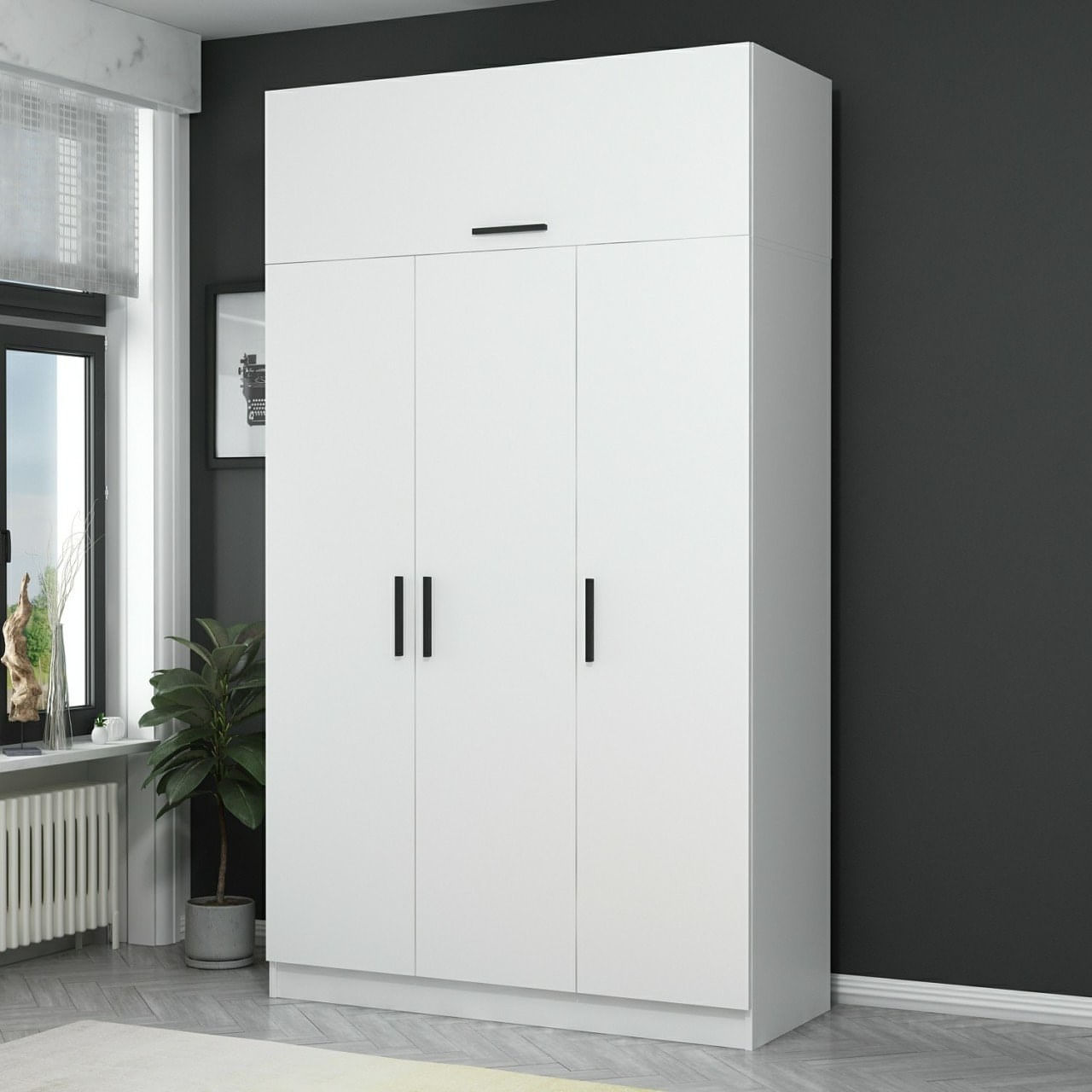 Sifonier, Hanah Home, pal melaminat, alb, 135x52x235 cm — imaginea 8
