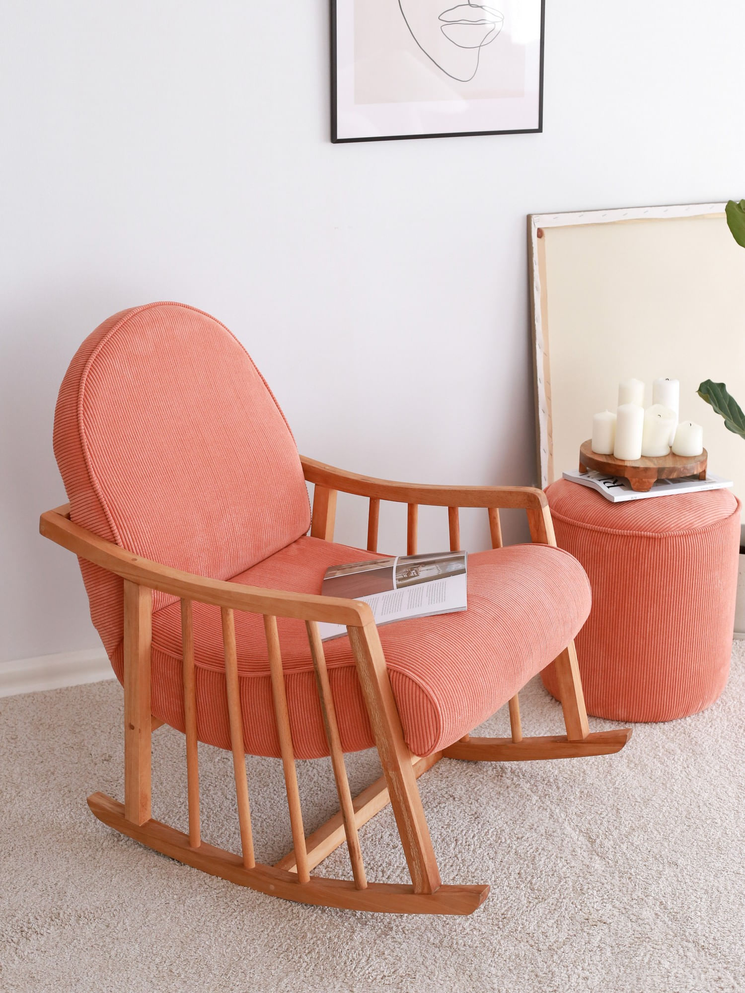 Fotoliu, Atelier Del Sofa, catifea, coral, 68x80x93 cm — imaginea 2
