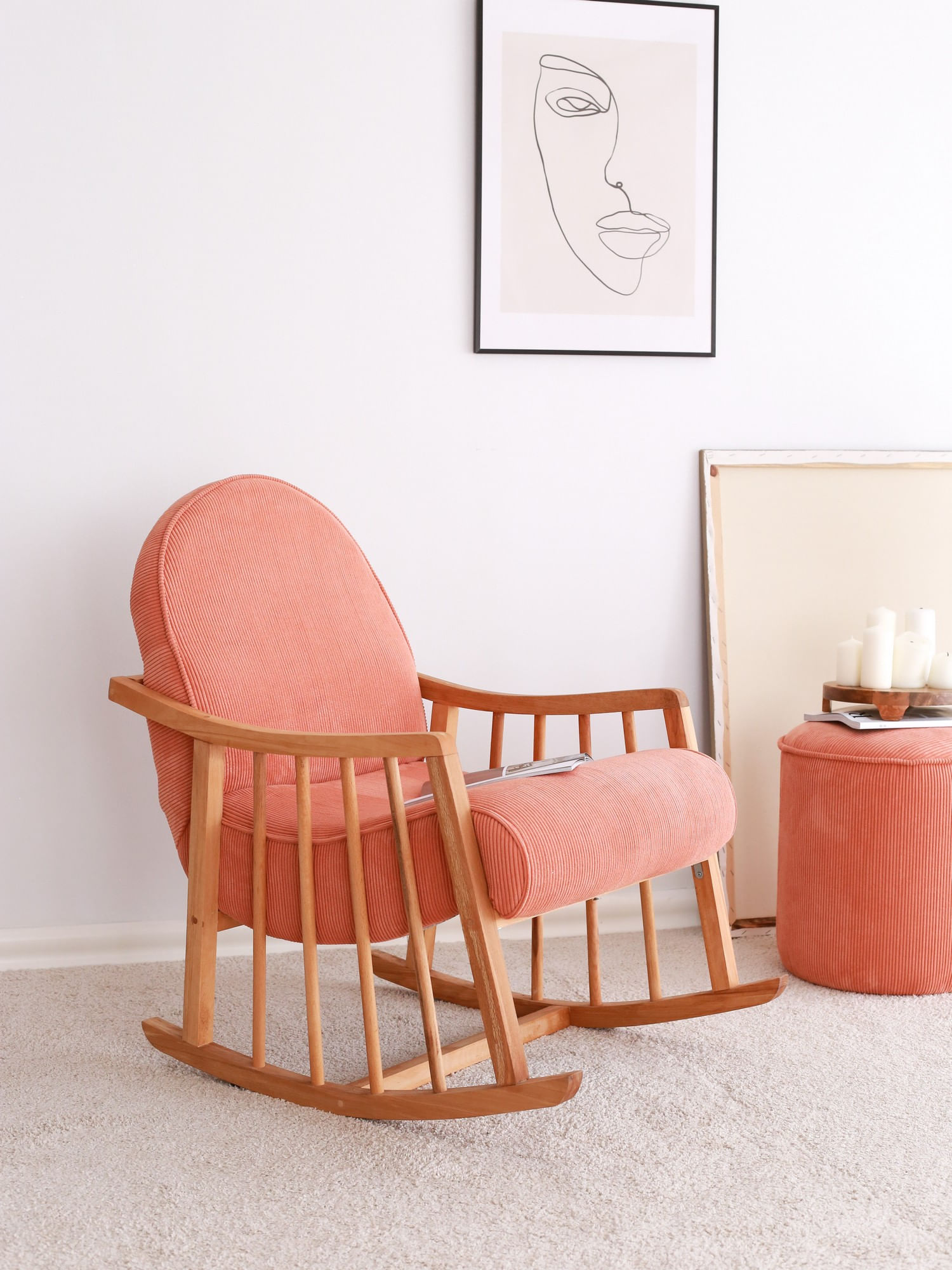 Fotoliu, Atelier Del Sofa, catifea, coral, 68x80x93 cm — imaginea 3
