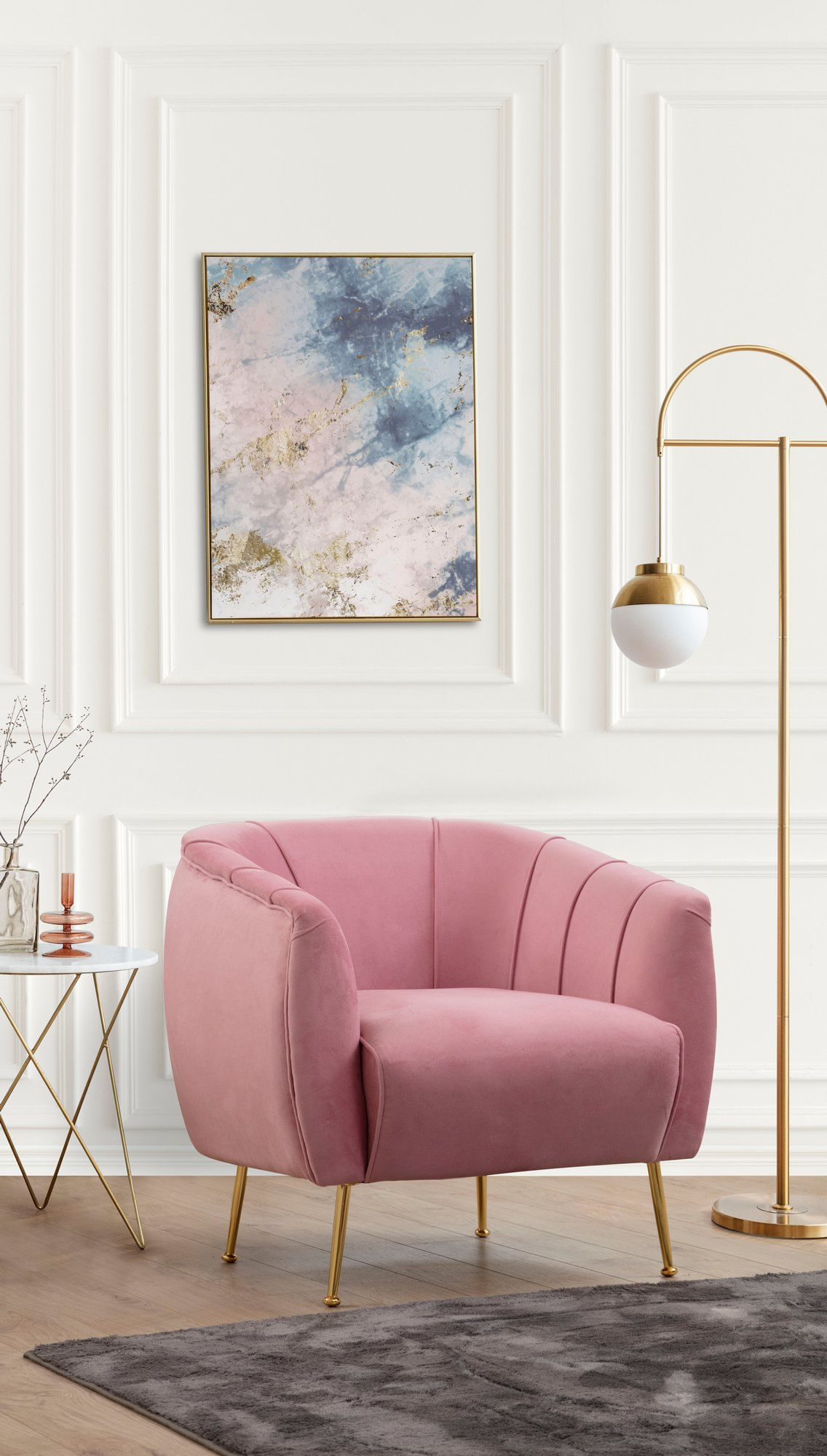 Fotoliu, Atelier Del Sofa, lemn fag si pal, dusty rose, 85x85x80 cm — imaginea 3