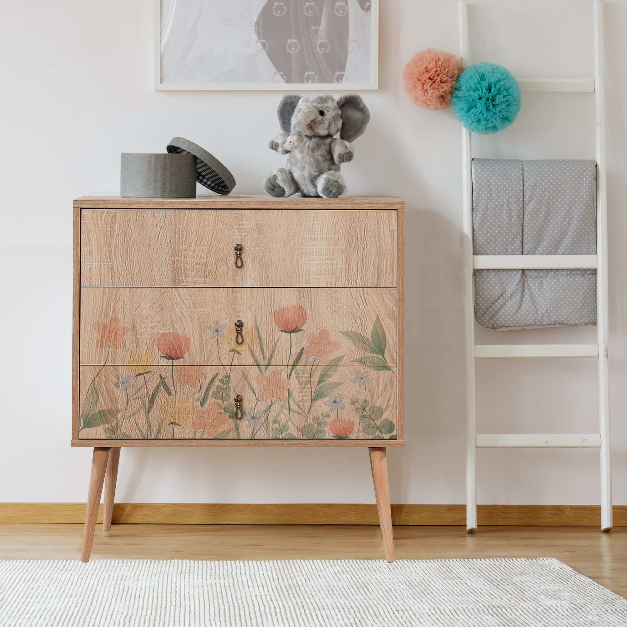 Noptiera, Hanah Home, pal melaminat, stejar sonoma, 80x40x89 cm — imaginea 2