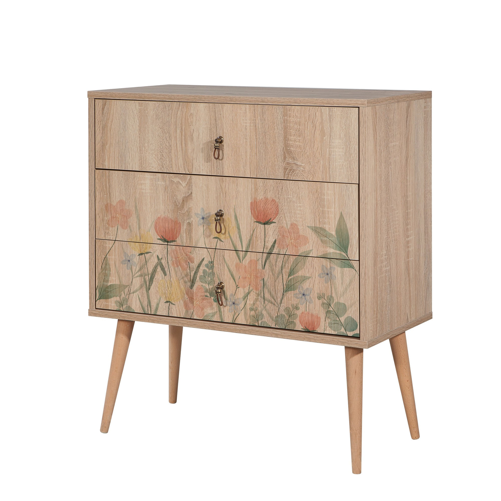 Noptiera, Hanah Home, pal melaminat, stejar sonoma, 80x40x89 cm — imaginea 4