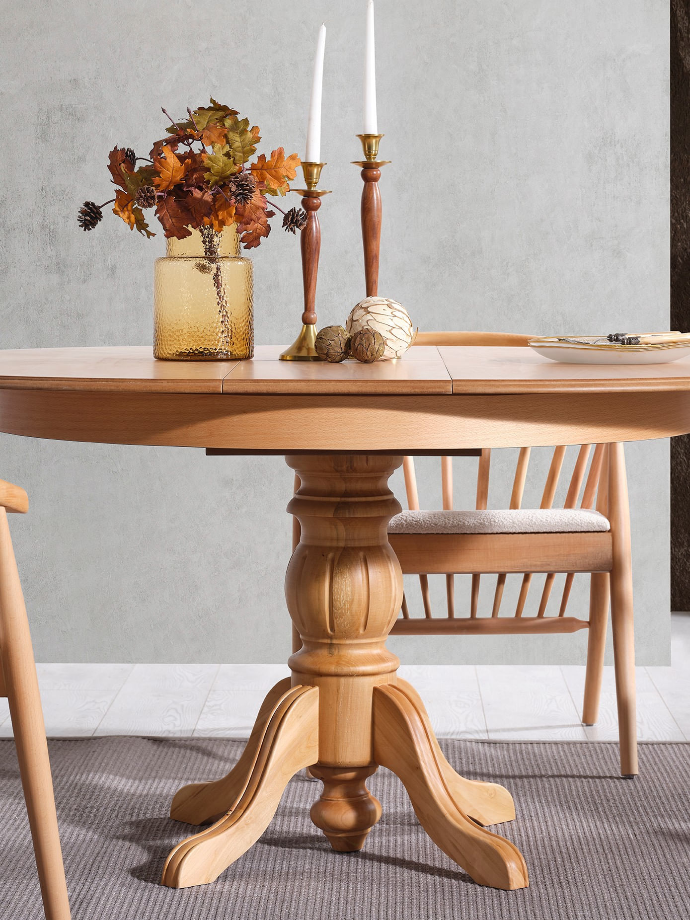 Masa extensibila, Hanah Home, lemn fag, natural, 118x118x75 cm