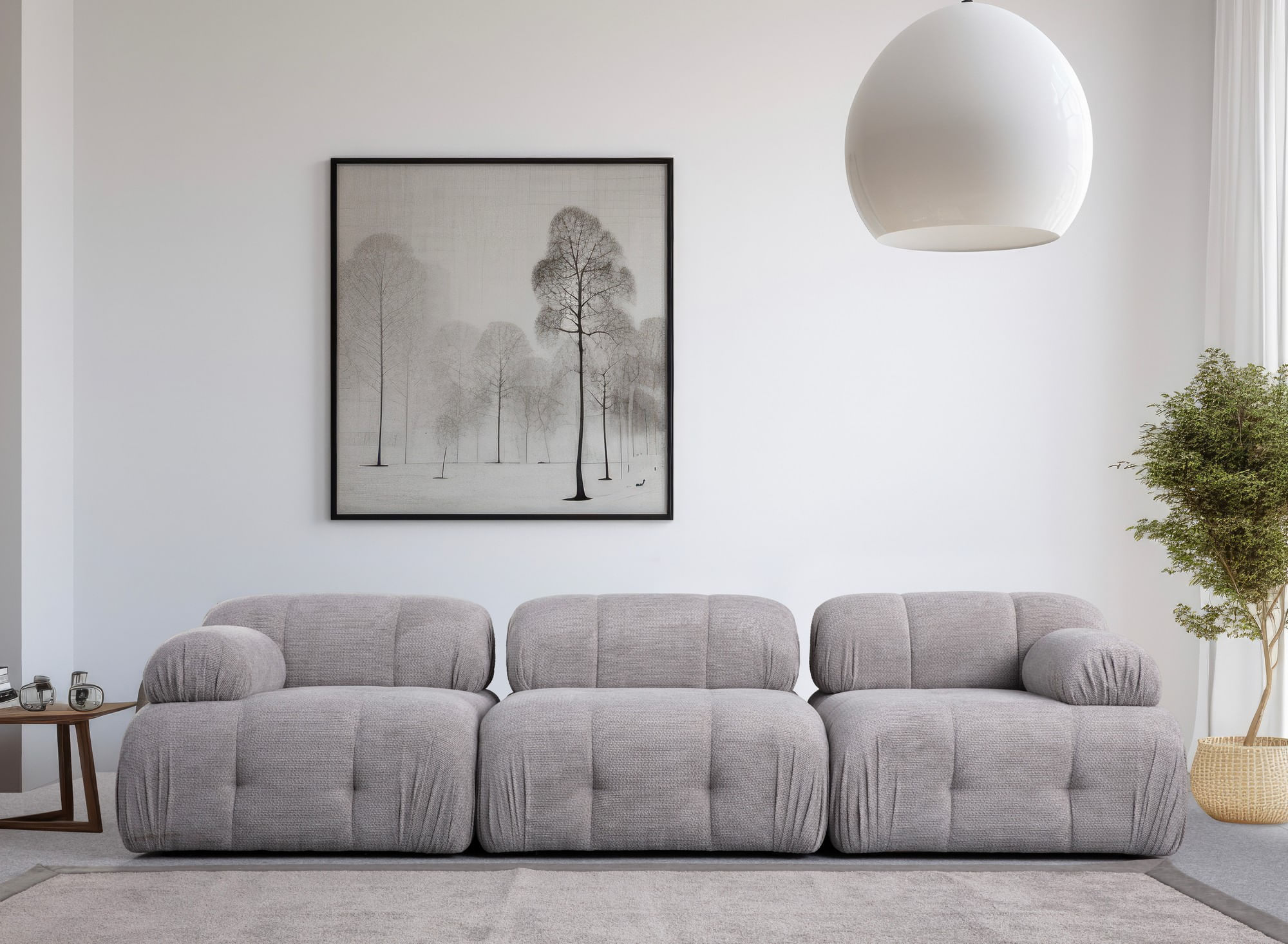 Canapea 3 locuri, Atelier Del Sofa, lemn fag si pal, gri deschis, 290x95x75 cm — imaginea 6
