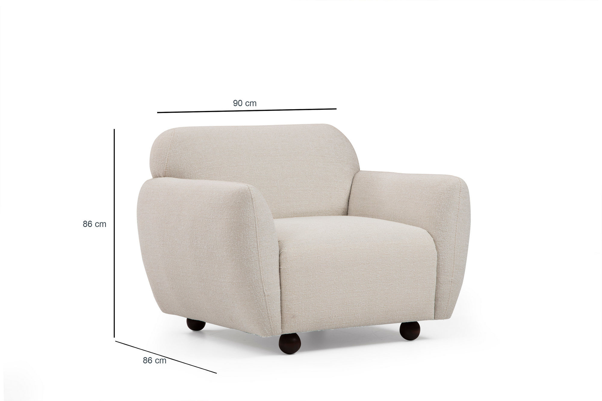 Fotoliu, Hanah Home, poliester, crem, 90x86x86 cm — imaginea 5