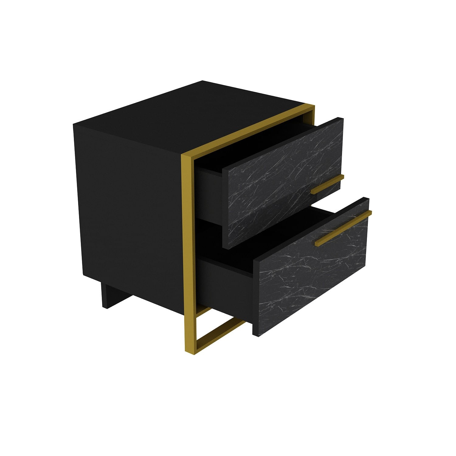 Noptiera, Hanah Home, pal melaminat, auriu negru, 50x38.5x51.8 cm — imaginea 2