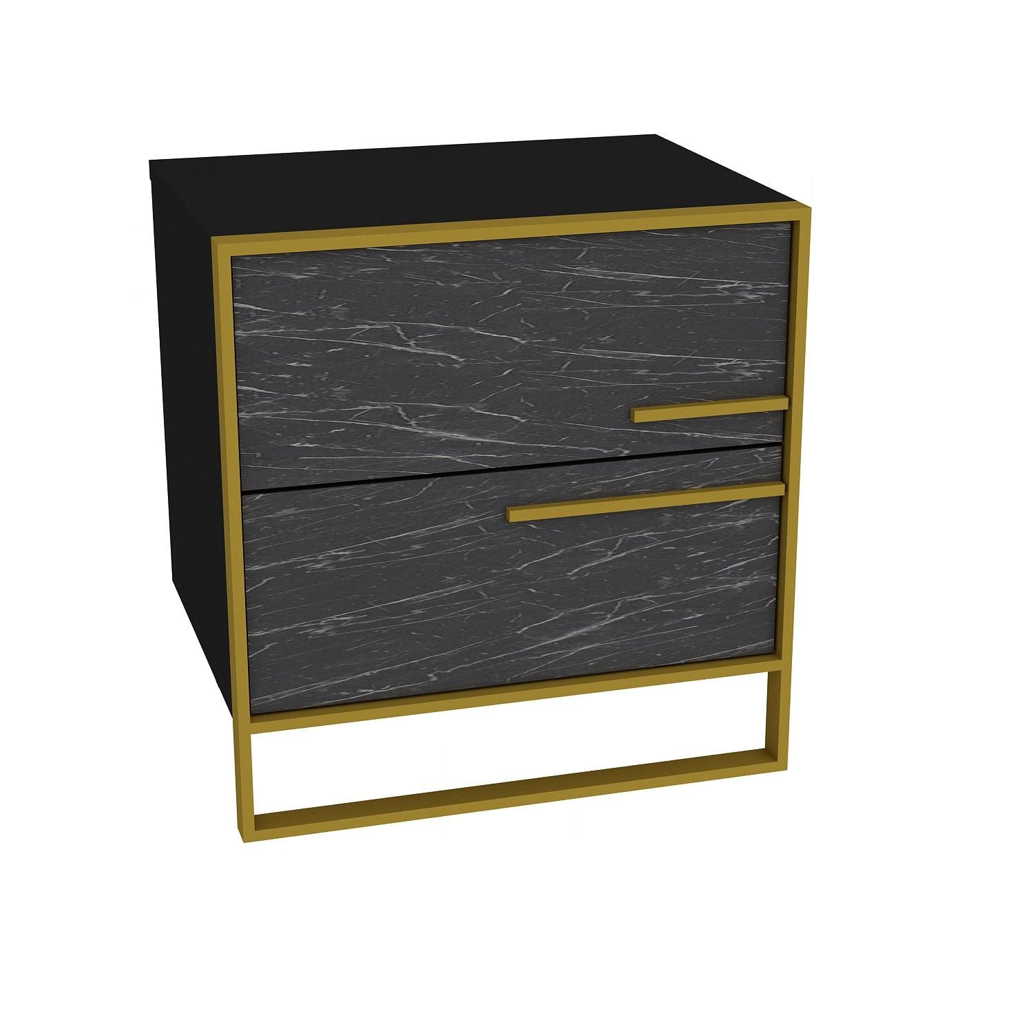 Noptiera, Hanah Home, pal melaminat, auriu negru, 50x38.5x51.8 cm — imaginea 3