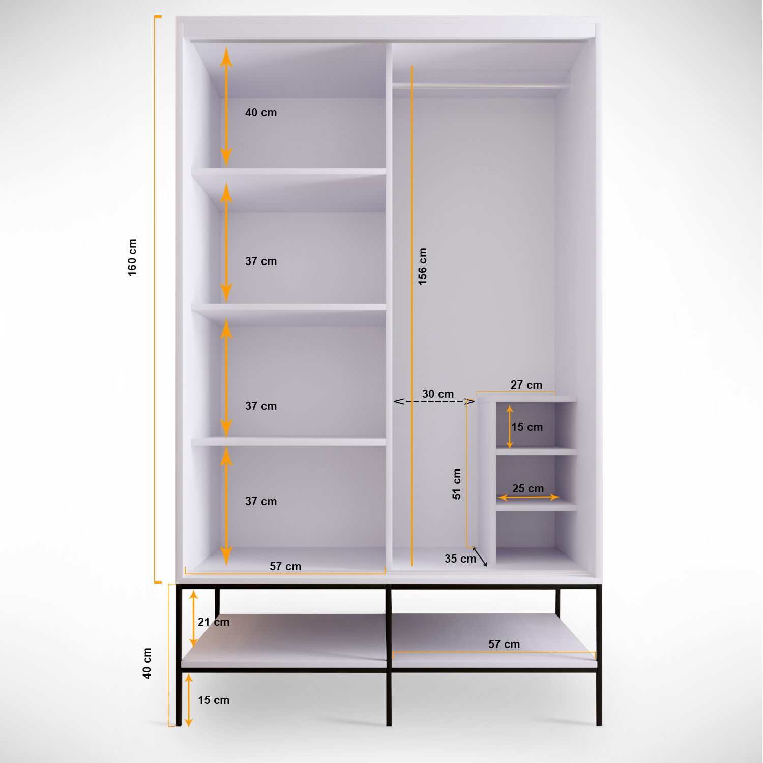 Sifonier, Hanah Home, pal melaminat, alb, 120x57x200 cm — imaginea 2