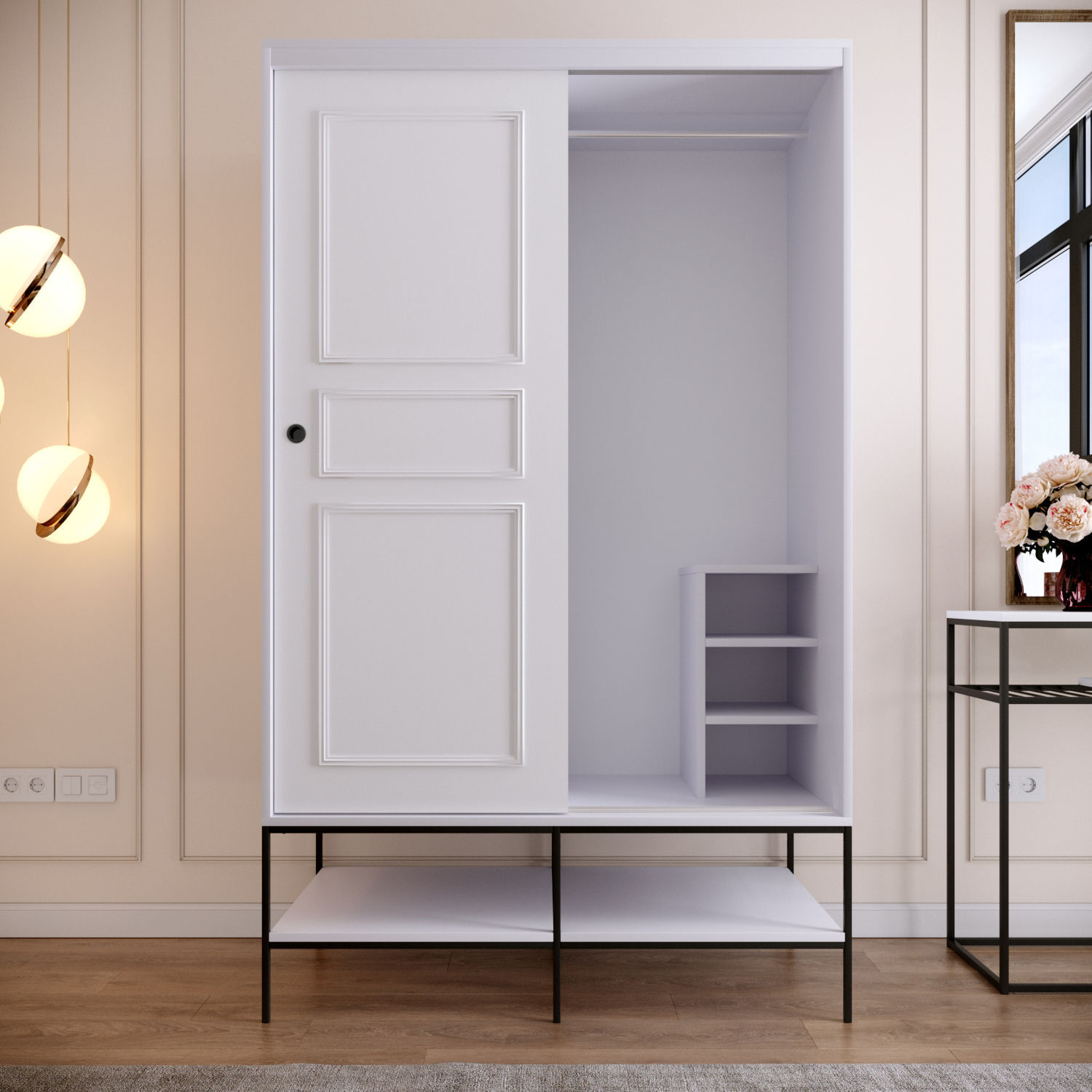 Sifonier, Hanah Home, pal melaminat, alb, 120x57x200 cm — imaginea 3