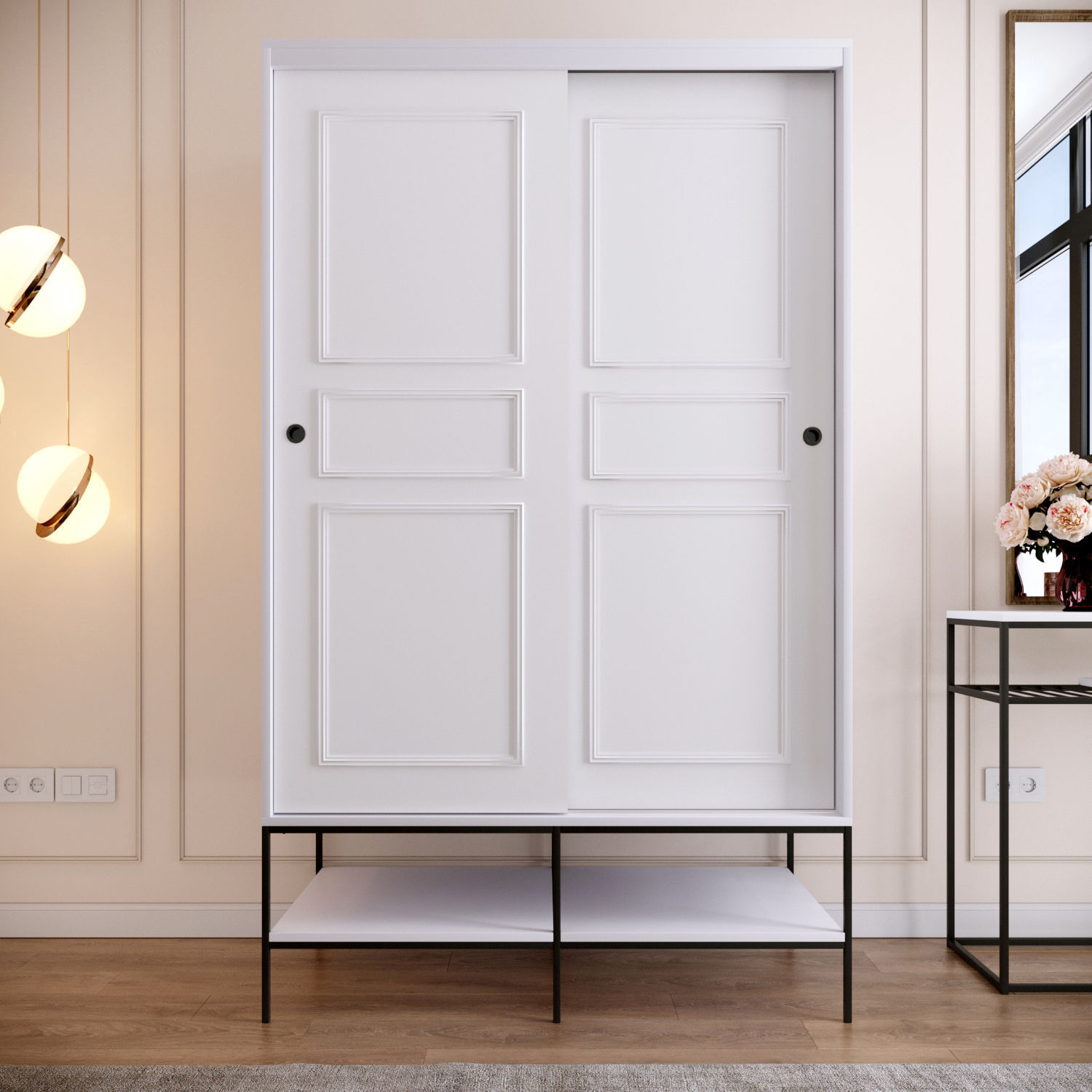 Sifonier, Hanah Home, pal melaminat, alb, 120x57x200 cm — imaginea 4