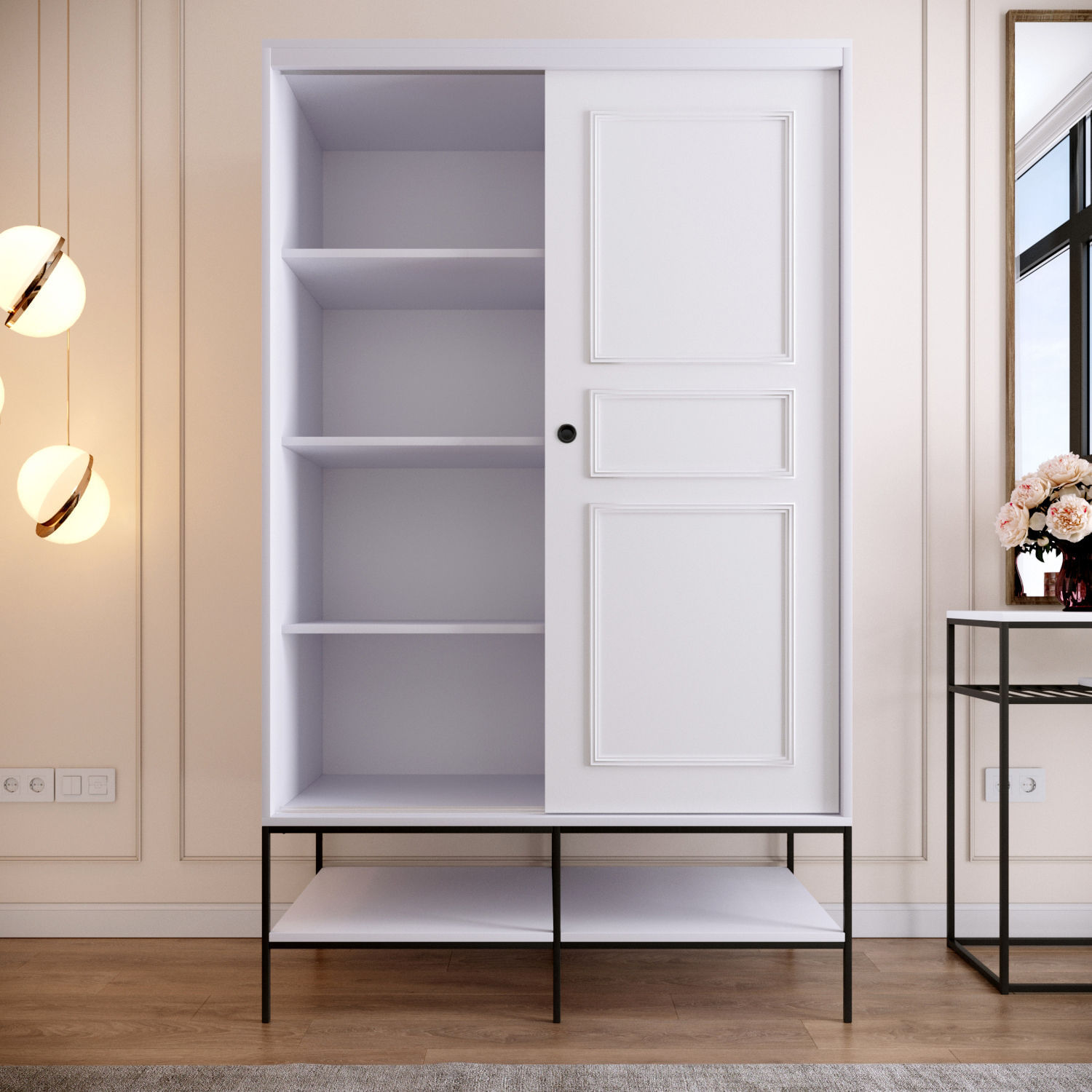 Sifonier, Hanah Home, pal melaminat, alb, 120x57x200 cm — imaginea 11