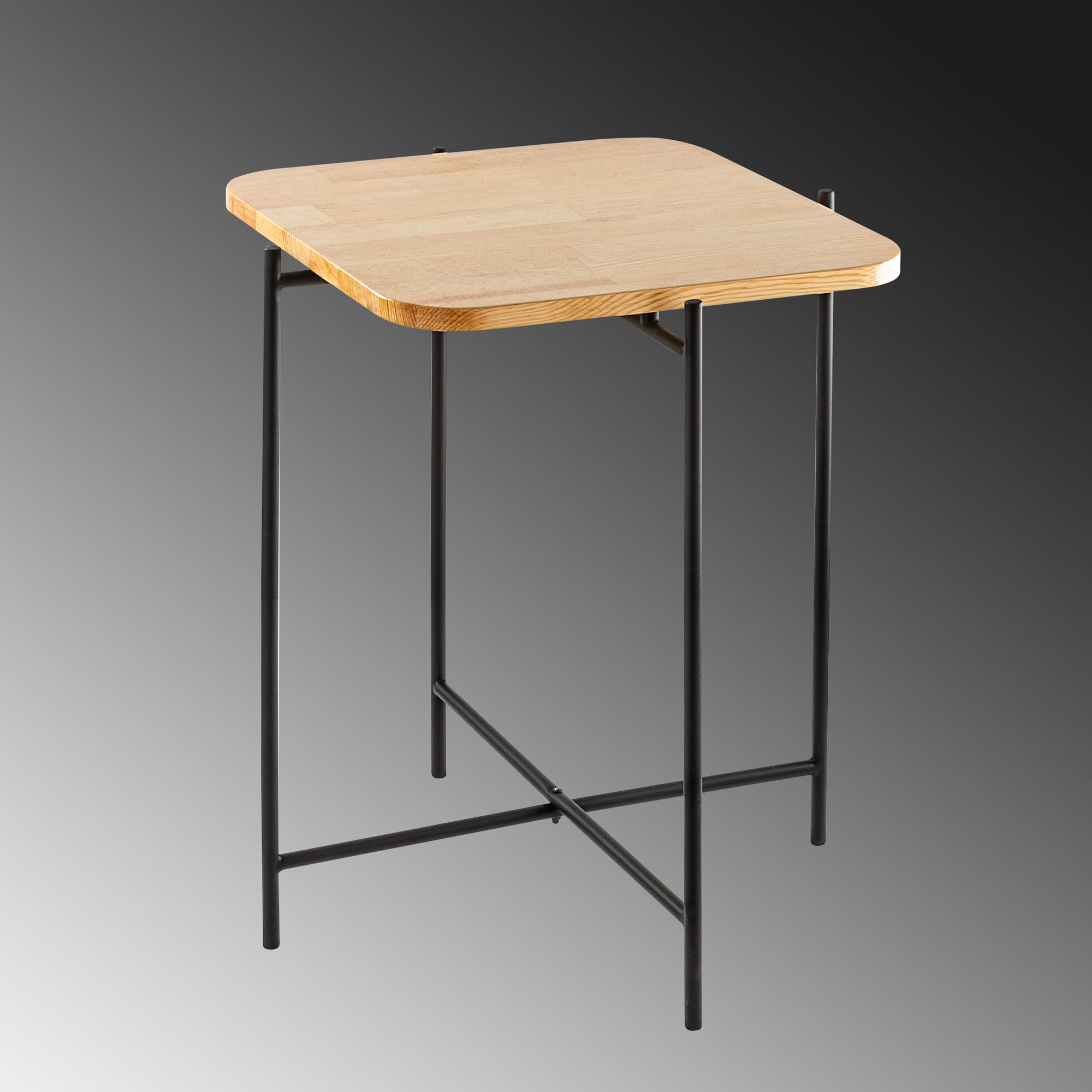 Masuta de cafea, Hanah Home, lemn, negru si natur, 46x46x56 cm, 247HFM1146 — imaginea 5